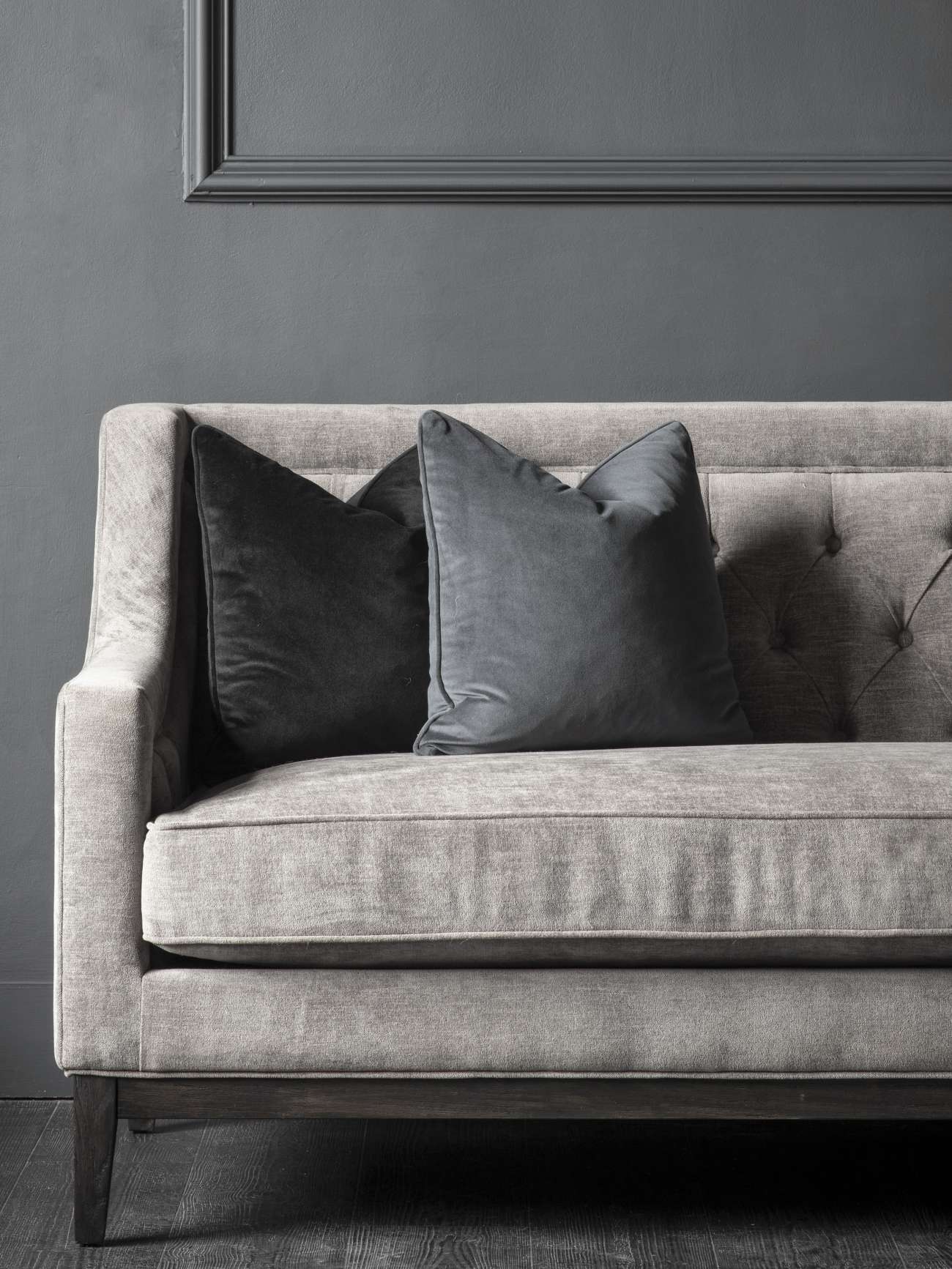 Theodore Buttoned Sofa in Warm Grey Fabric 200cm The Libra Company