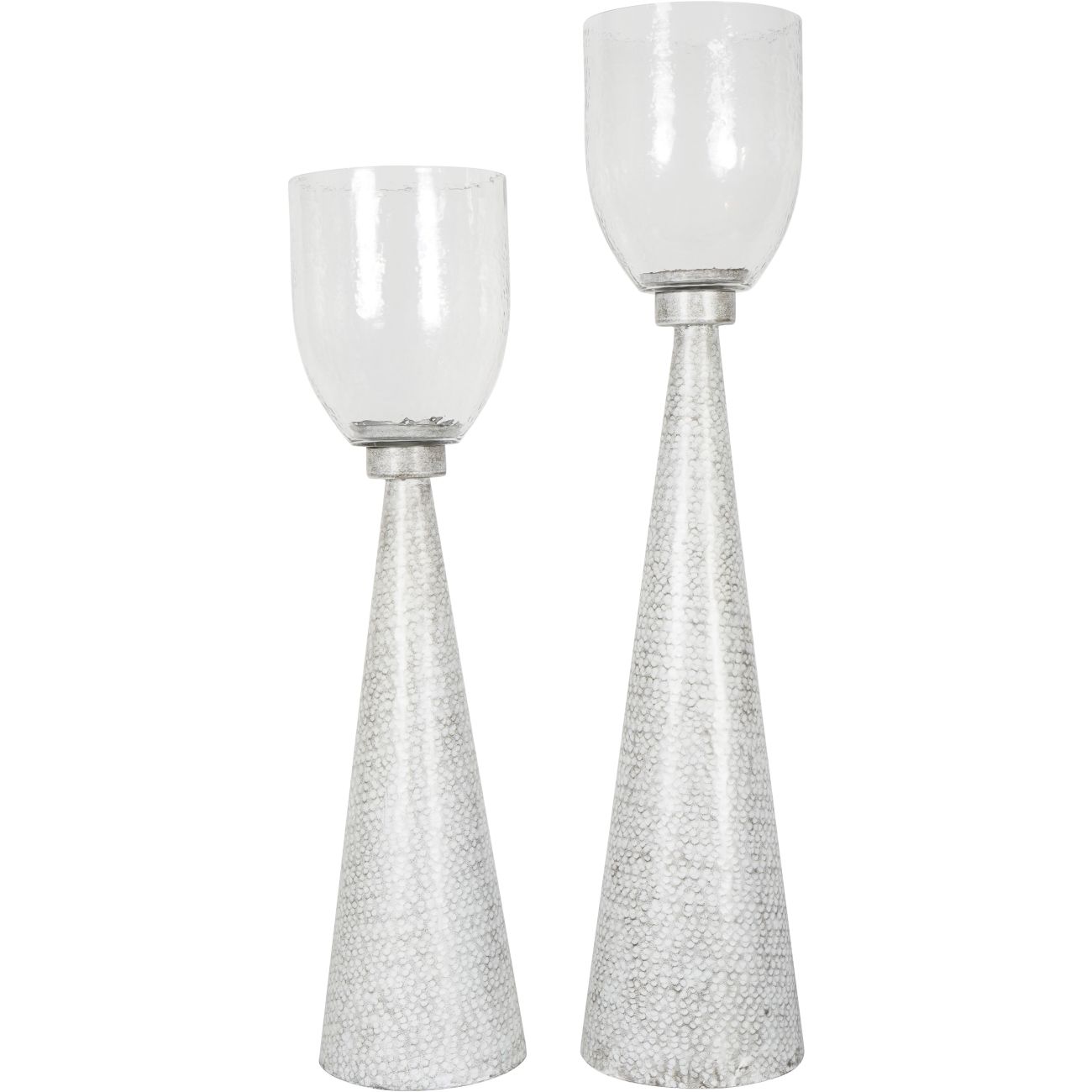 Sandbanks Iron and Hammered Glass Hurricane Large 79cm Floor Chalk