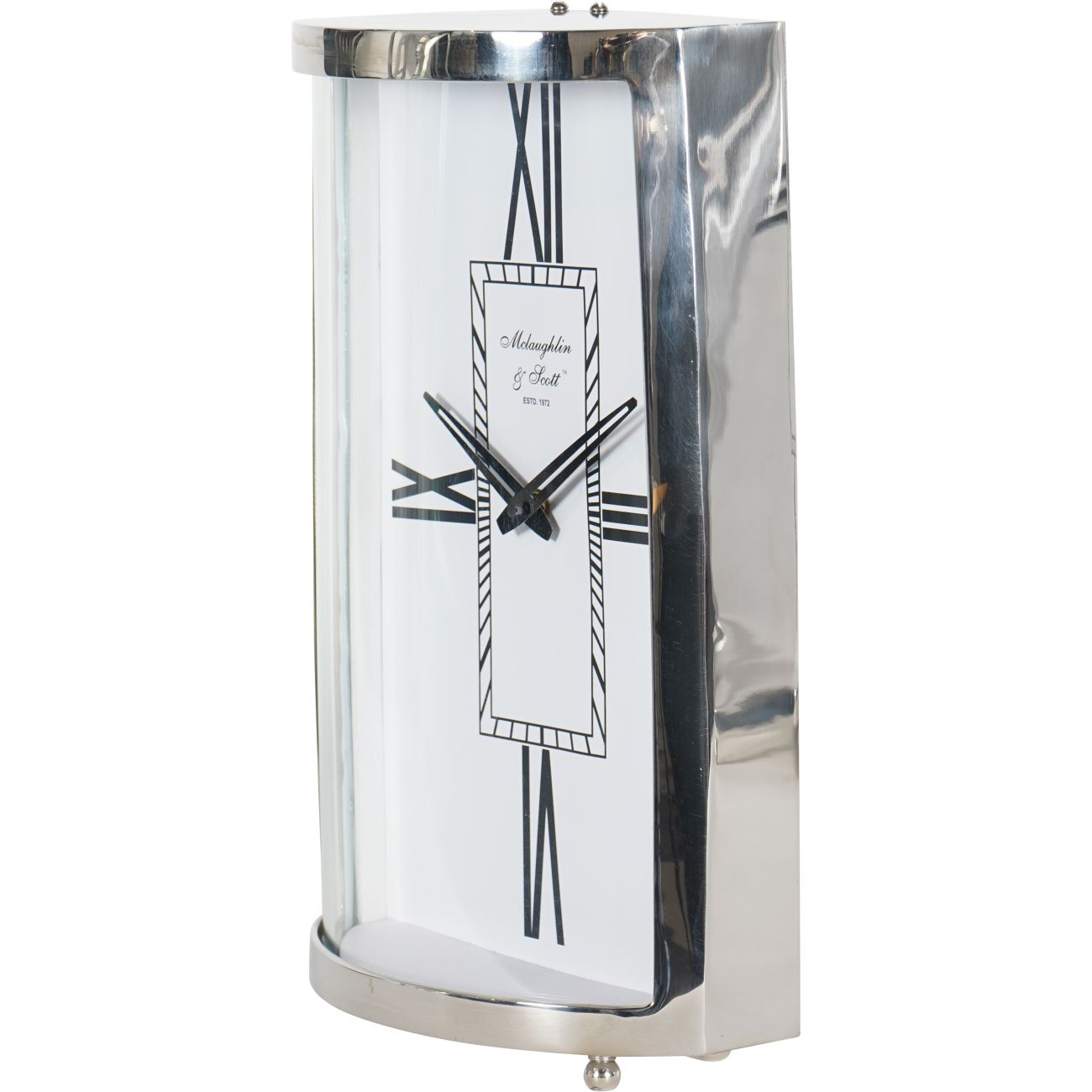 Johnson Small Mantel Clock Nickel Finish 37cm Libra Interiors