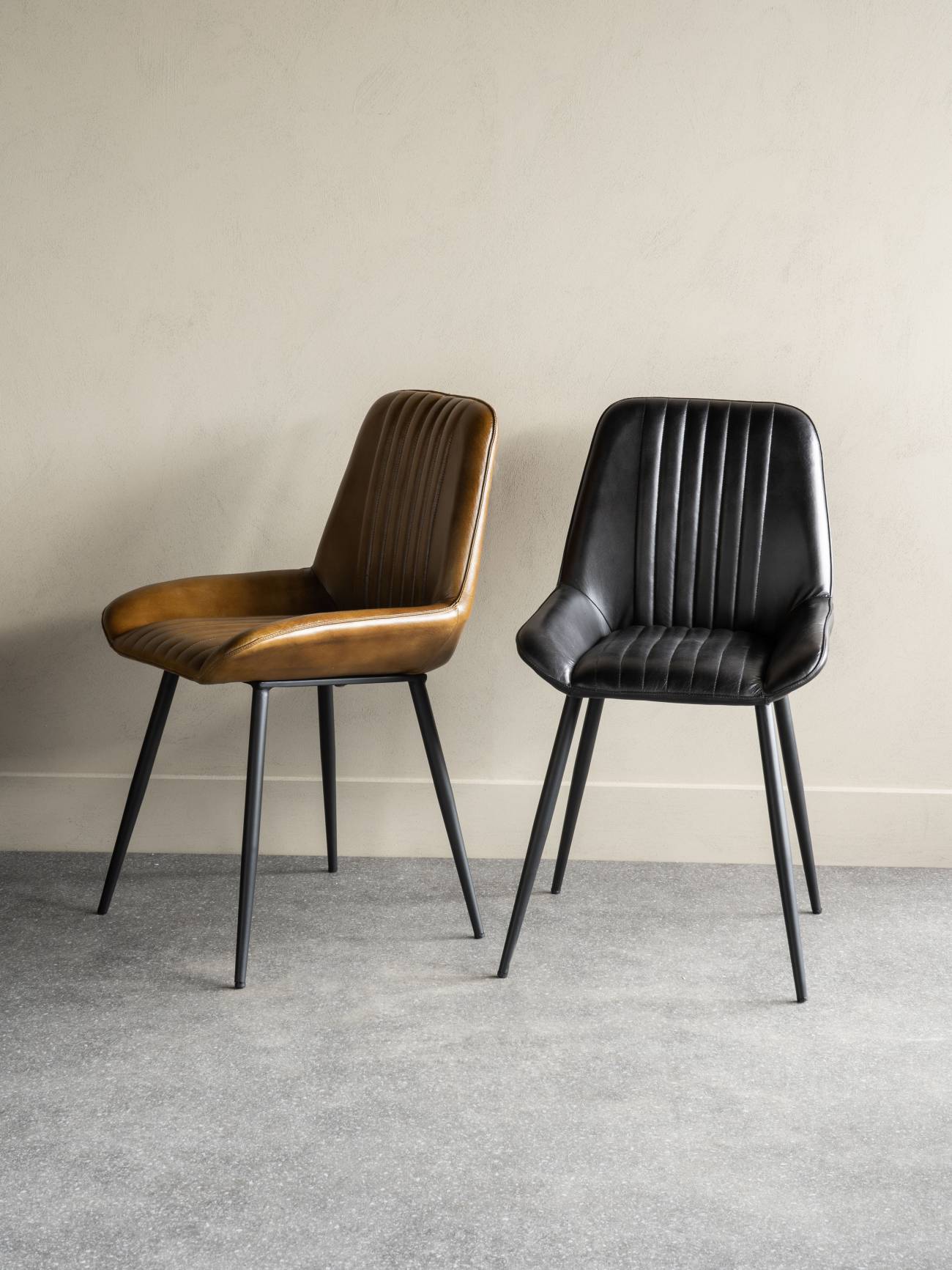 Pair of Pembroke Leather Dining Chairs in Cognac The Libra Company