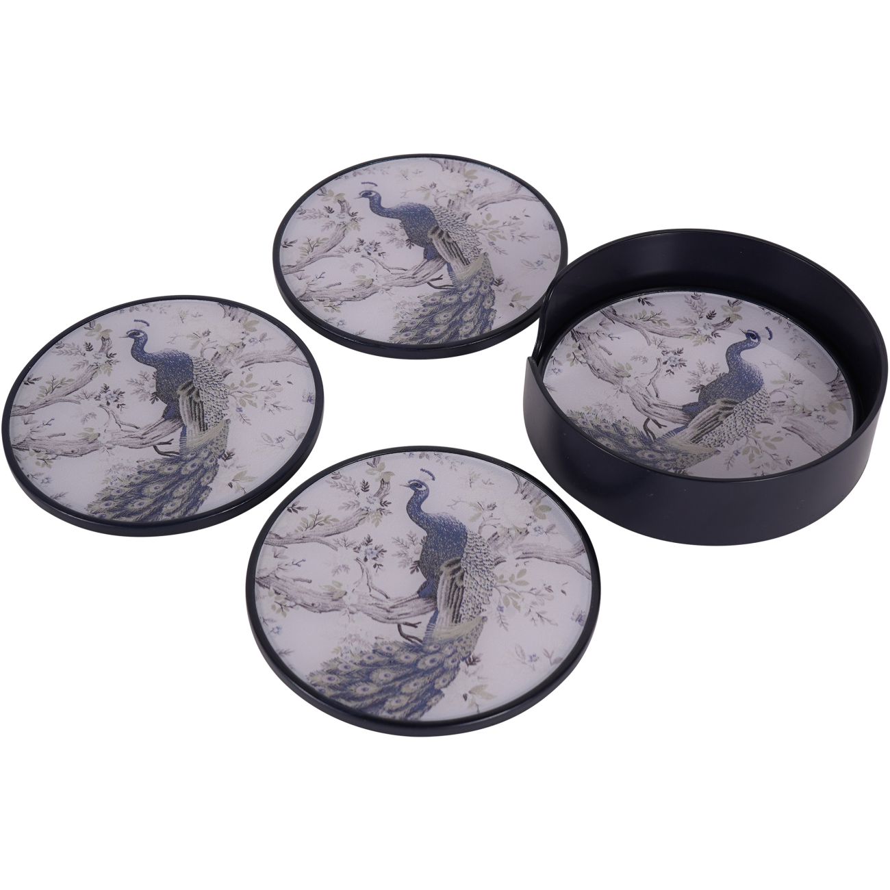 Laura Ashley Belvedere Peacock Print Set Of 4 Coasters The Libra Company