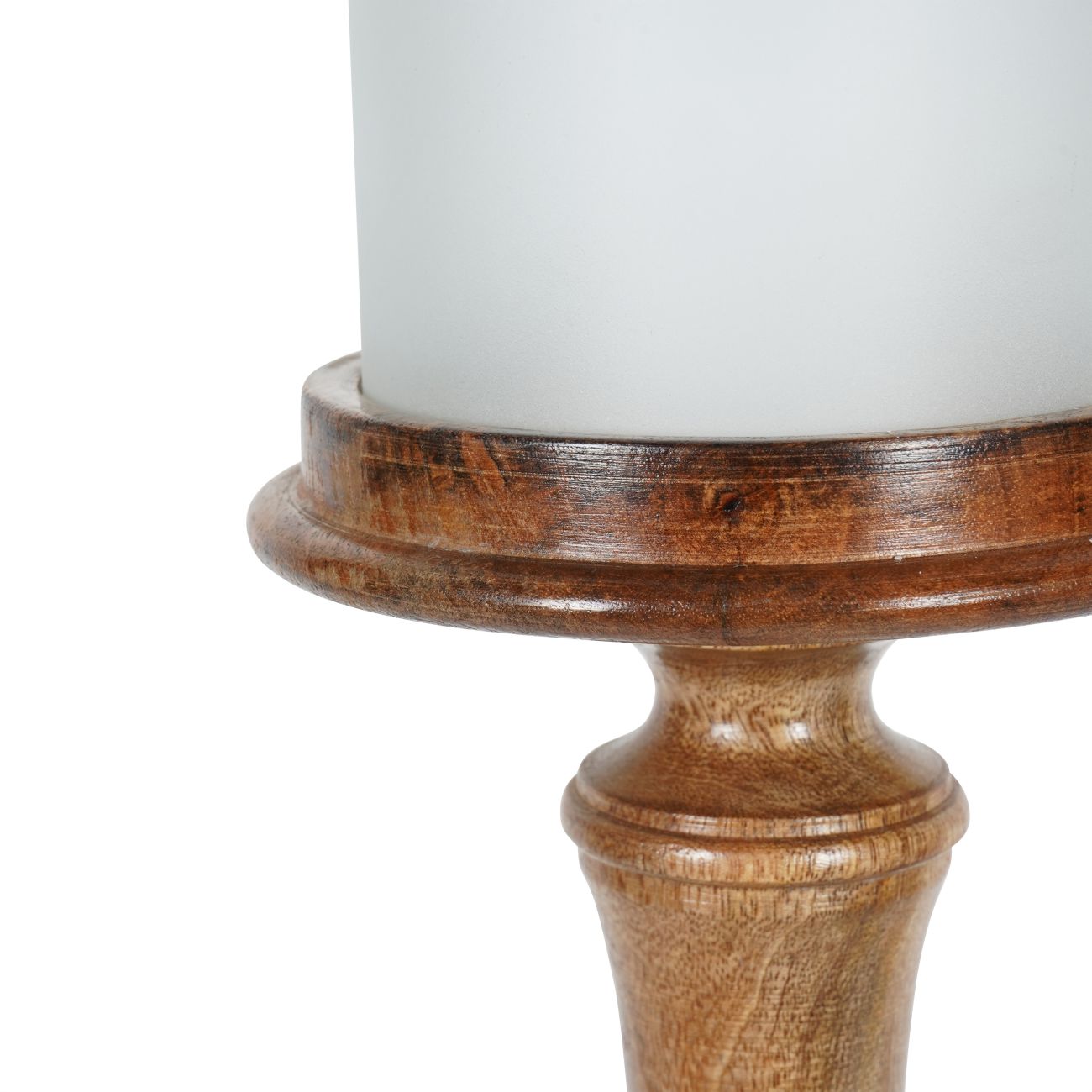 Laura Ashley Large Wooden Pedestal Hurricane with Frosted Glass The