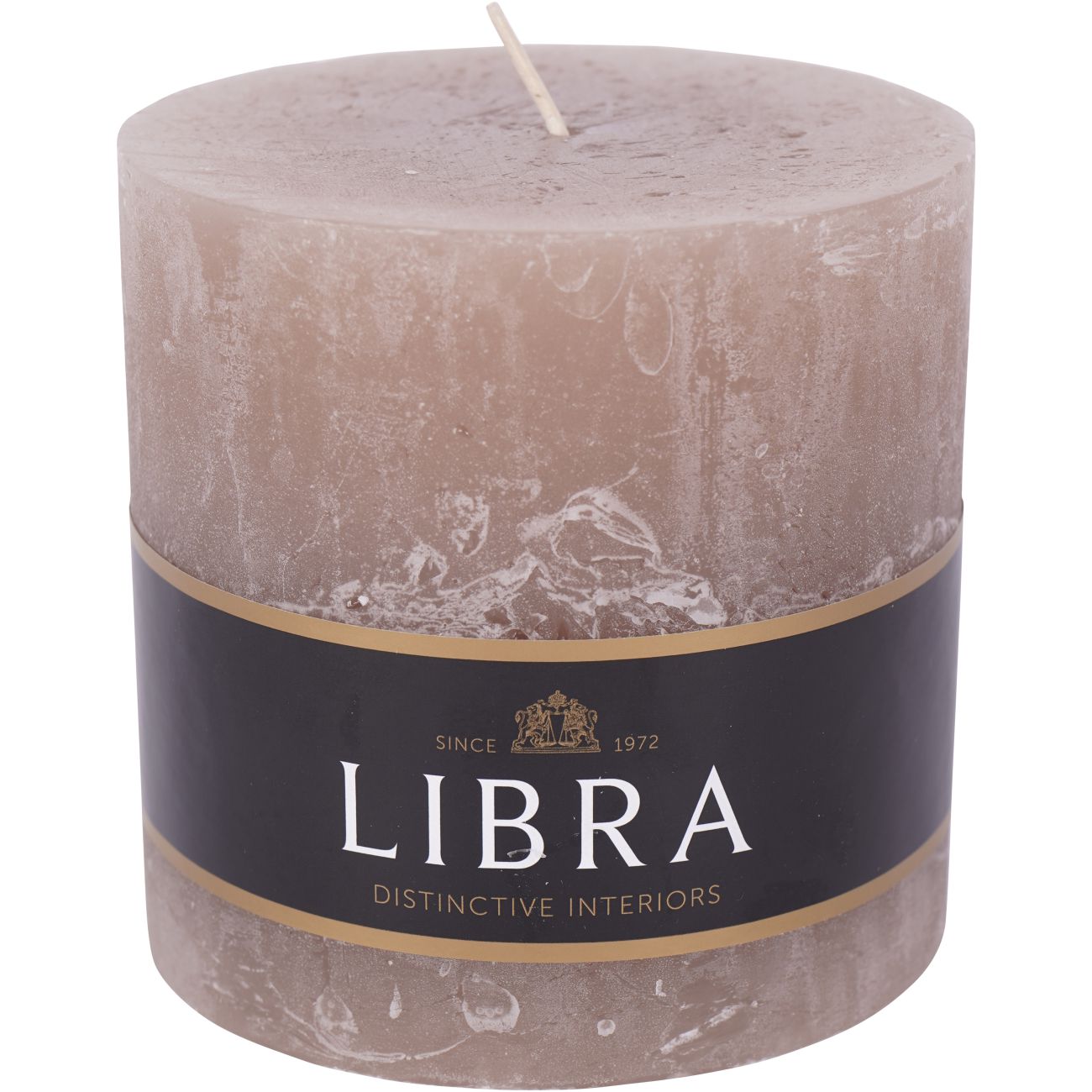 Taupe Rustica Pillar Candle 10x10cm Libra Interiors