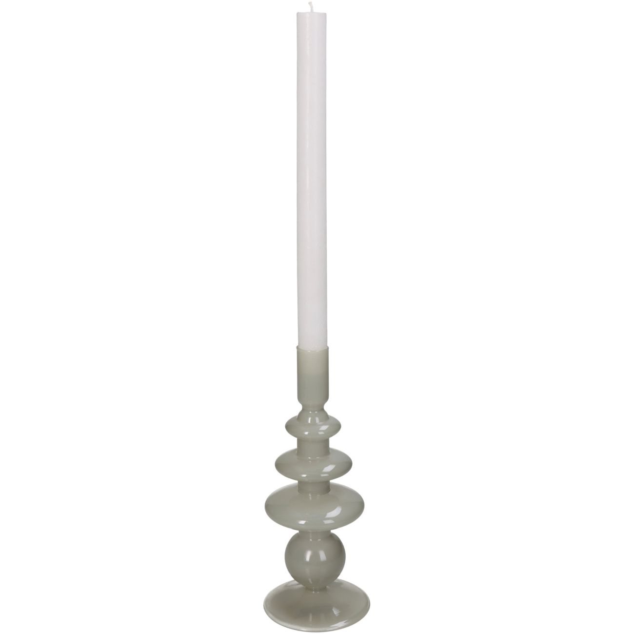 Candle Stick Glass Ivory 22.5cm The Libra Company