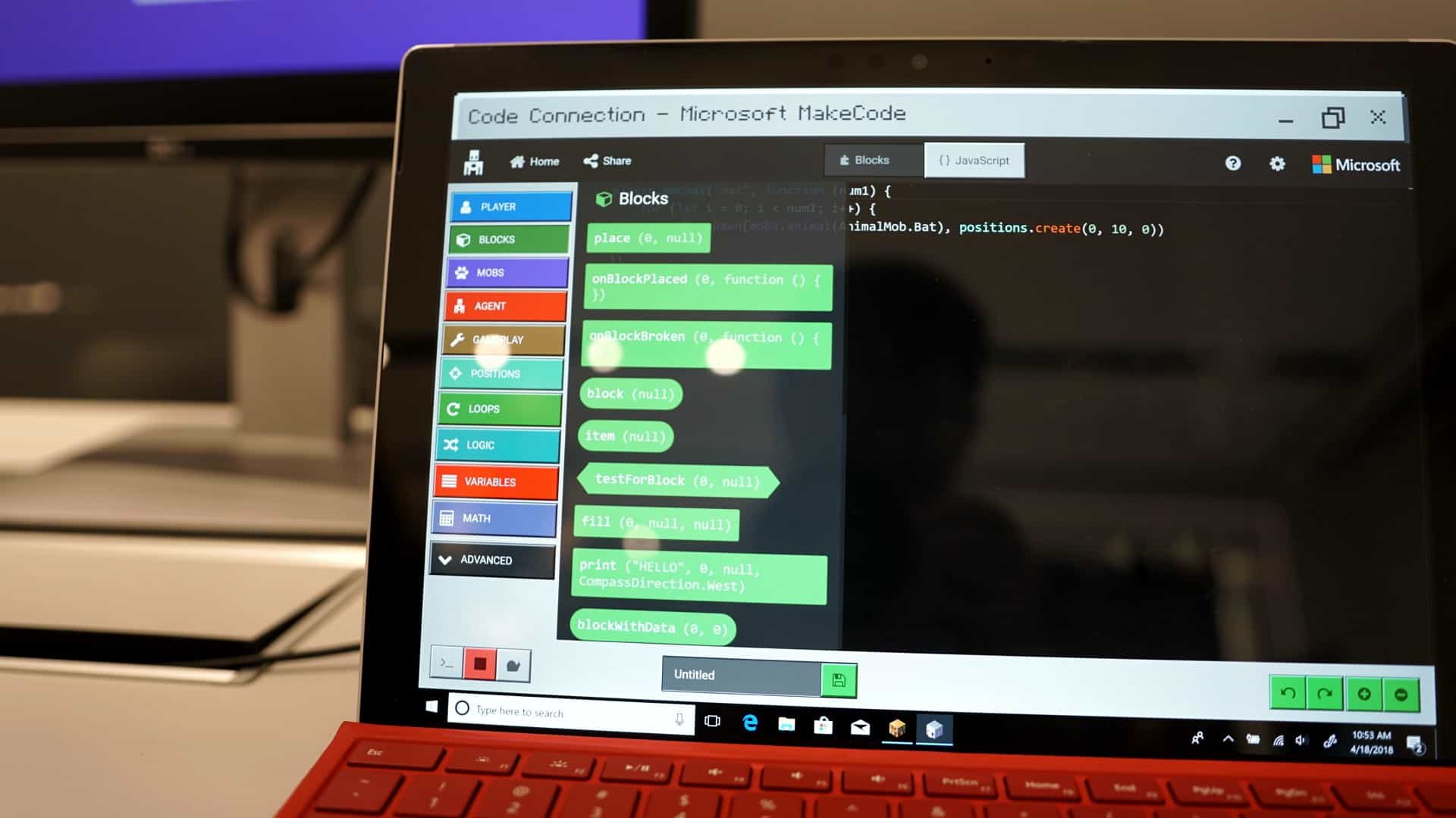 Drag and Drop Block Coding in Minecraft