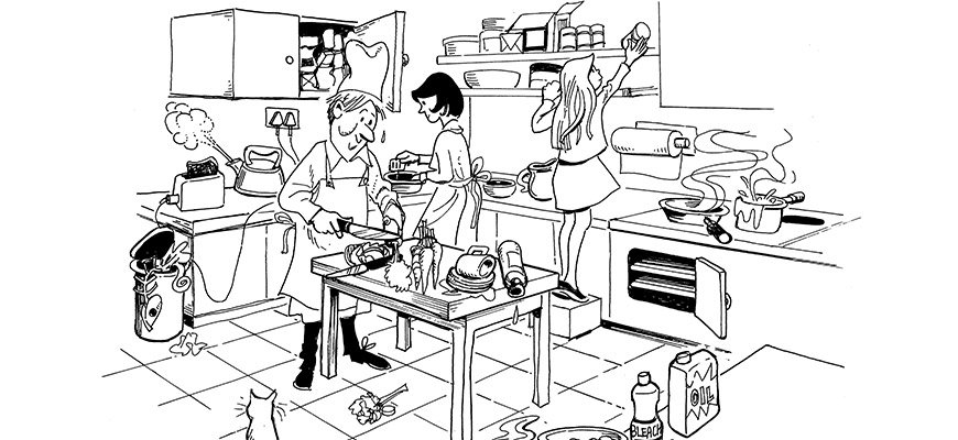 When sparky is not teaching kids about fire safety, you can usually find him in the kitchen. Identify the hazards in the kitchen