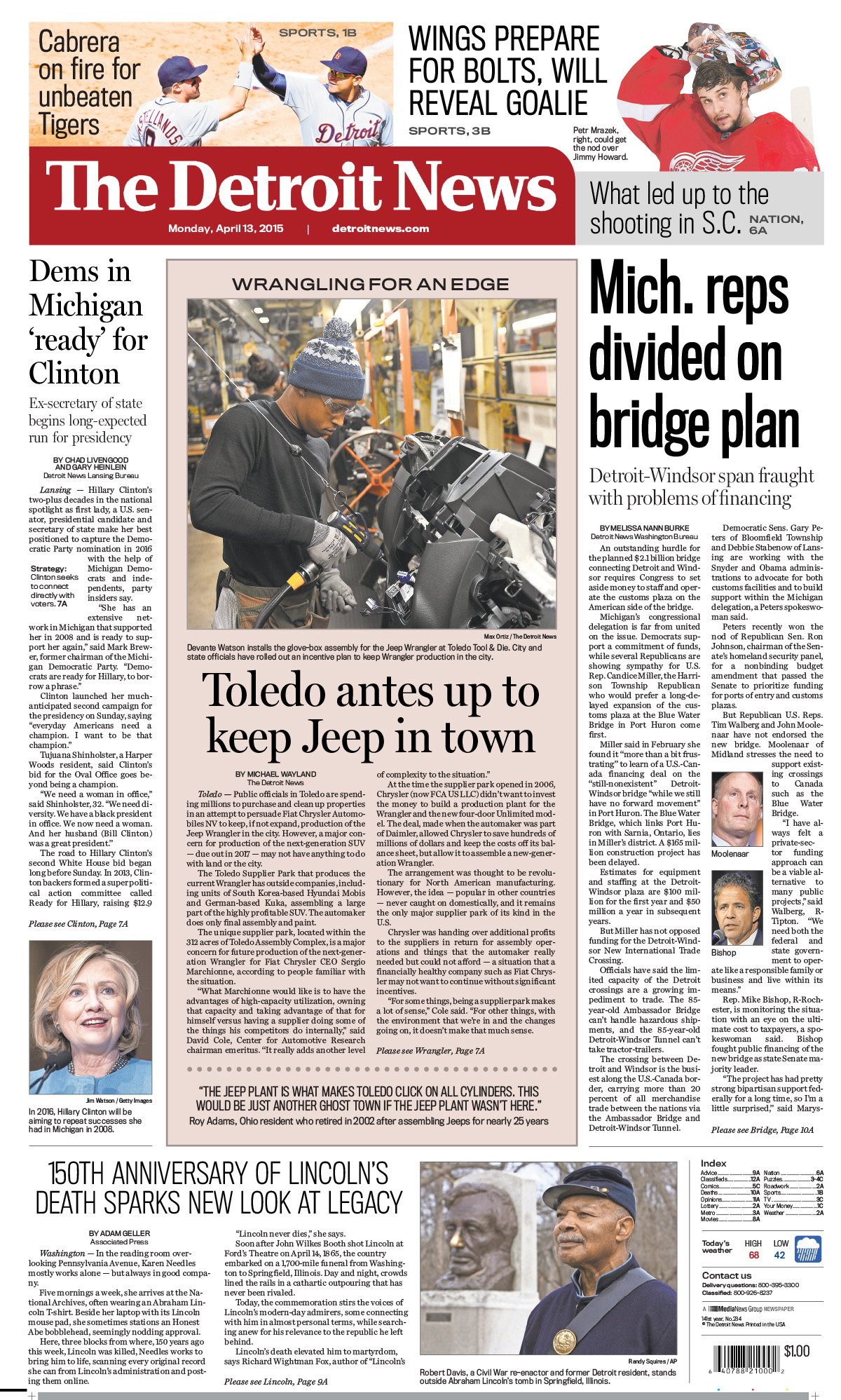 The Detroit News April 13, 2015