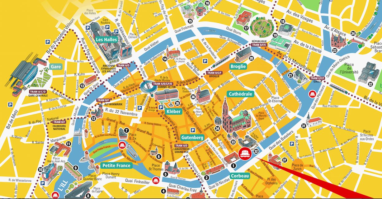 Pain Points De "Plan Du Centre Ville De Strasbourg" Strasbourg