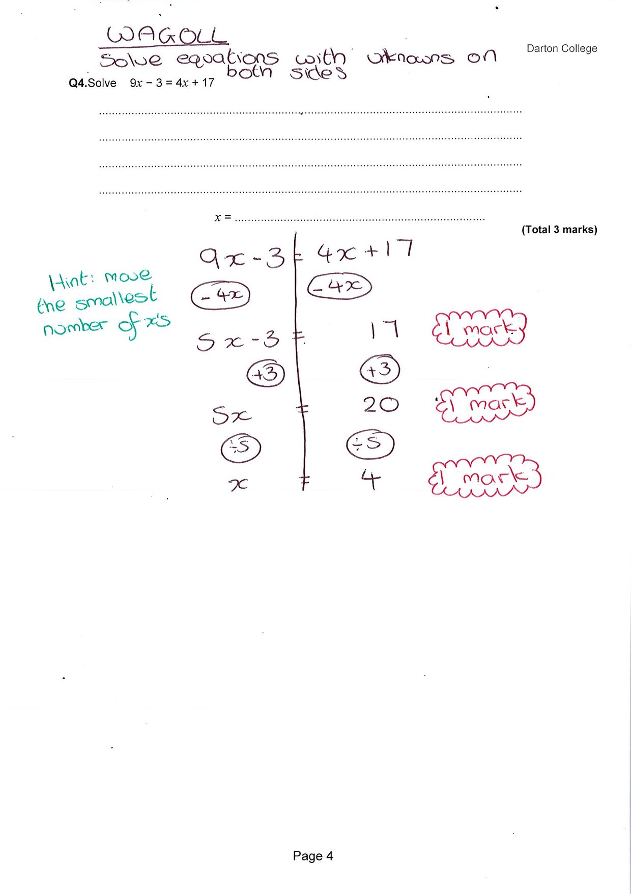 Solve equations x on both sides