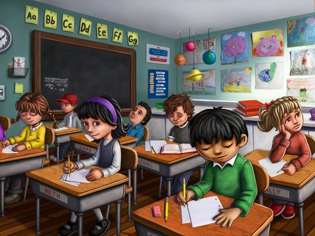 A traditionally boring classroom