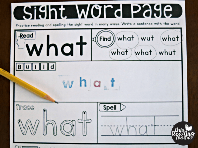 Trace And Spell Sight Words On Sight Word Activity Pages - This Reading Mama