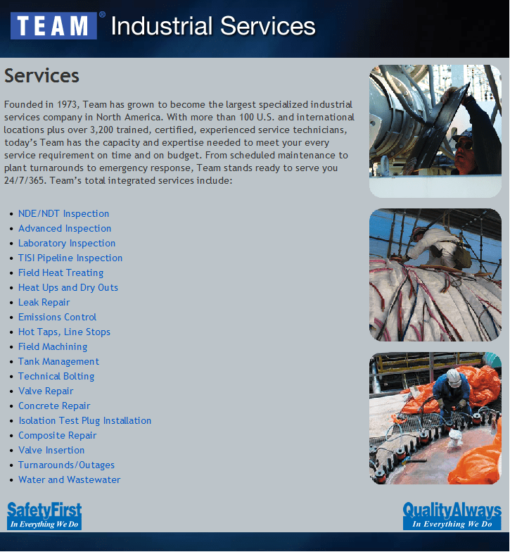Team Industrial Services Sugar Land, Texas, TX 77478
