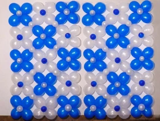 Blue and white balloon Wall with balloon with stunning views of Delie Anchor grout
