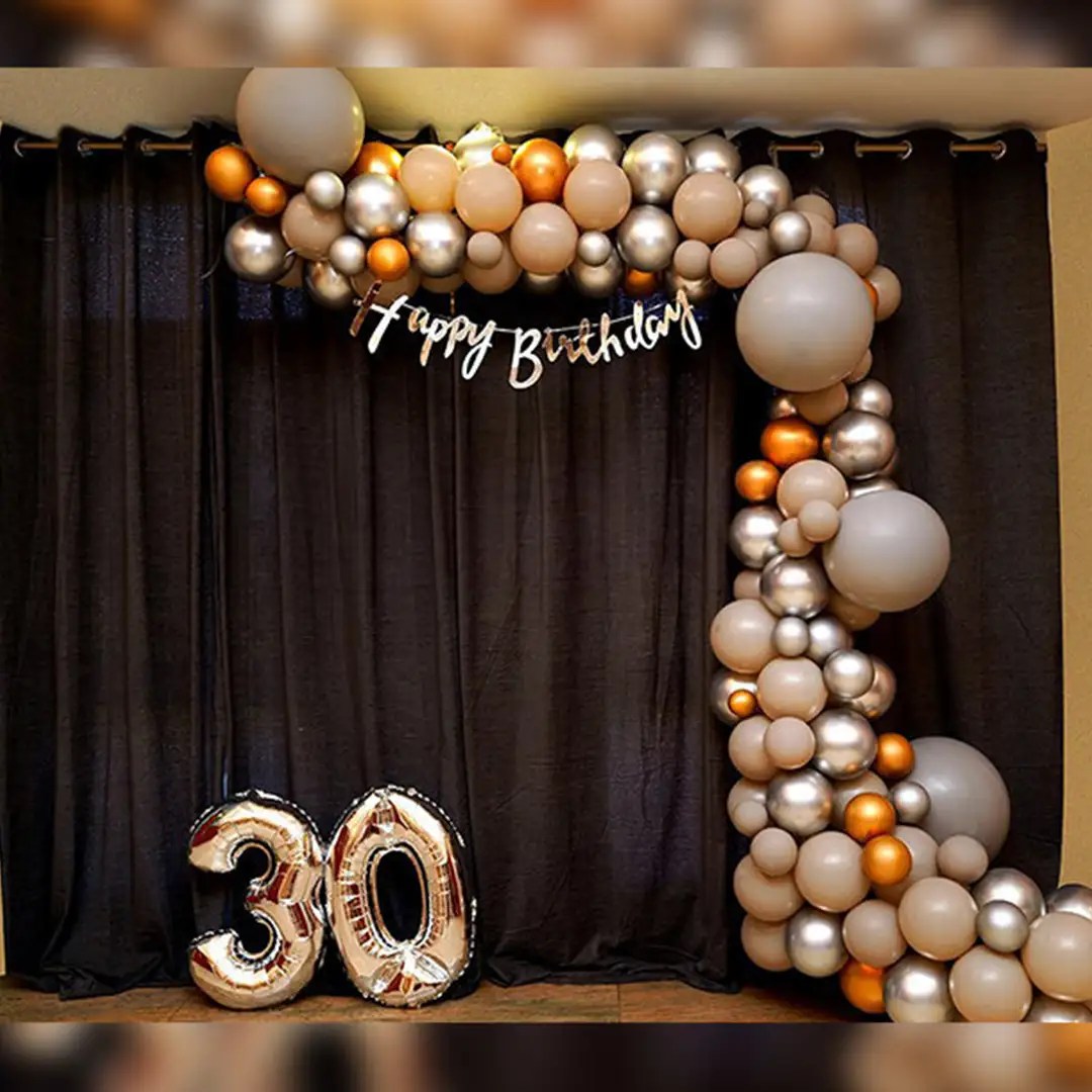 Silver Elegance Birthday Decor Balloon Decoration in Hyderabad