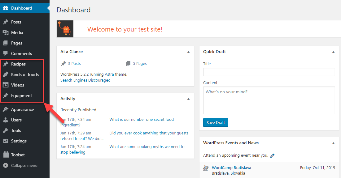 What are Custom Post Types in WordPress?