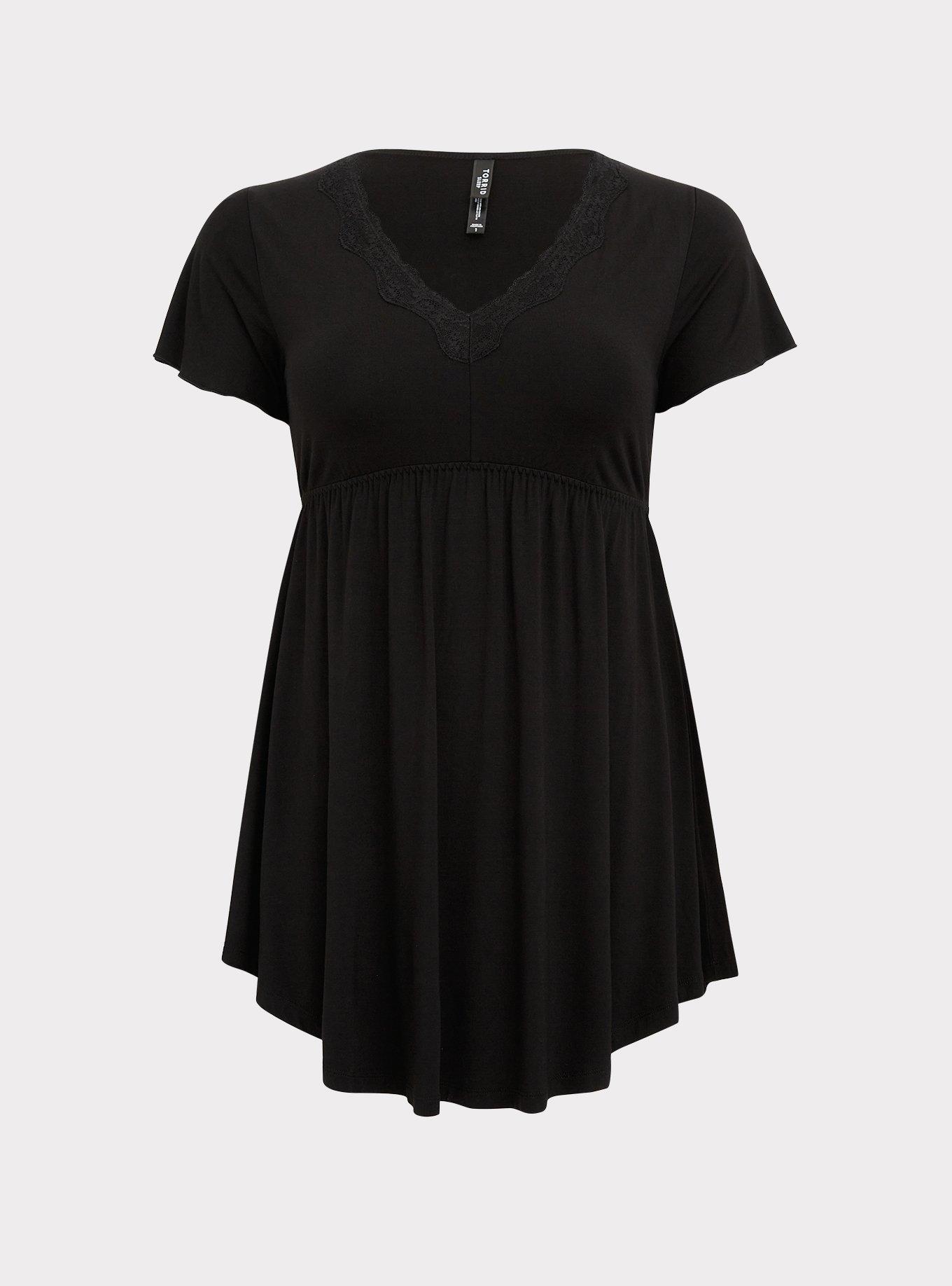 Plus Size Lace Trim Sleep Dress Super Soft Black Torrid