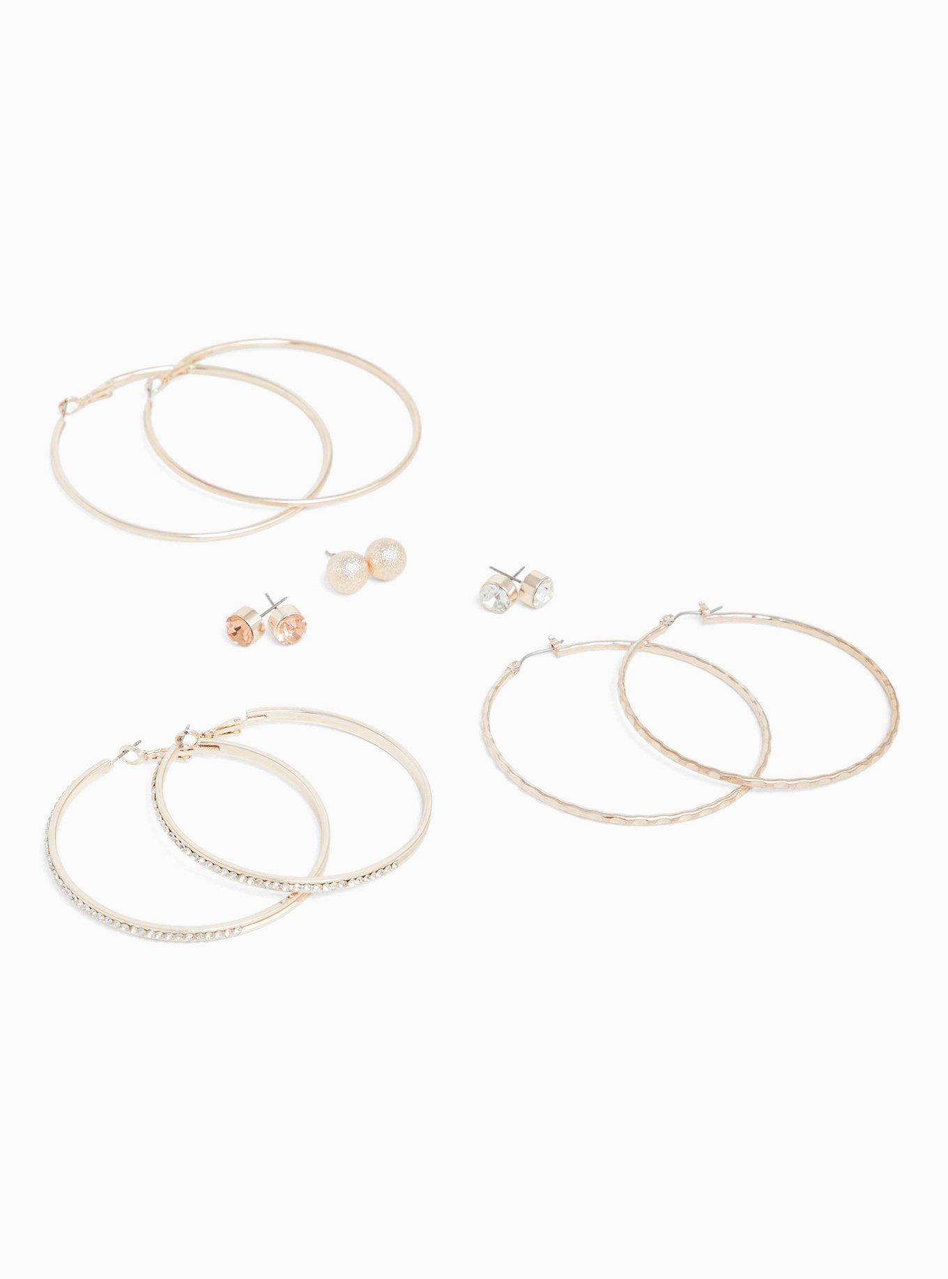 Plus Size Rose Gold Stud & Hoop Earrings Set of 6 Torrid