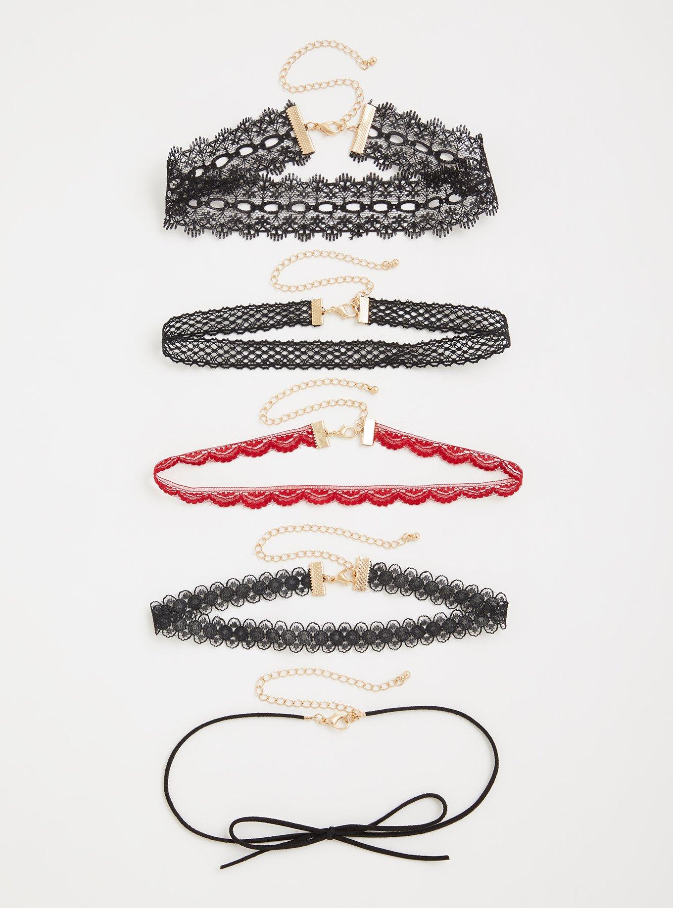 Plus Size Black and Red Choker Set Set of 5 Torrid