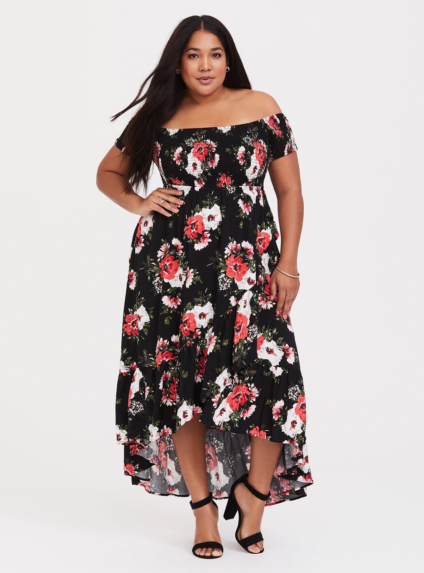 Plus Size Maxi Challis OffShoulder Dress Torrid