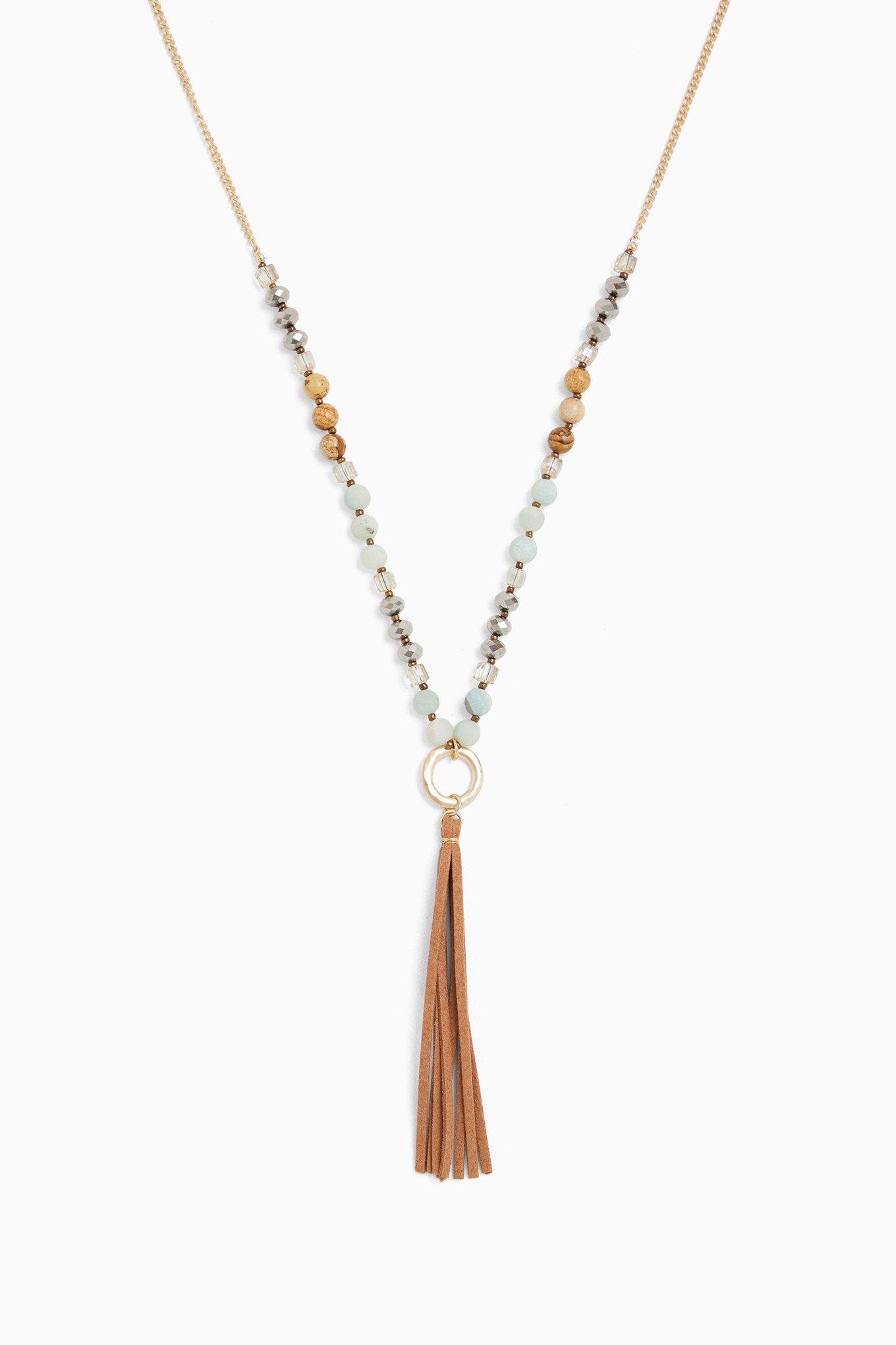 Plus Size Genuine Amazonite Tassel Necklace Torrid