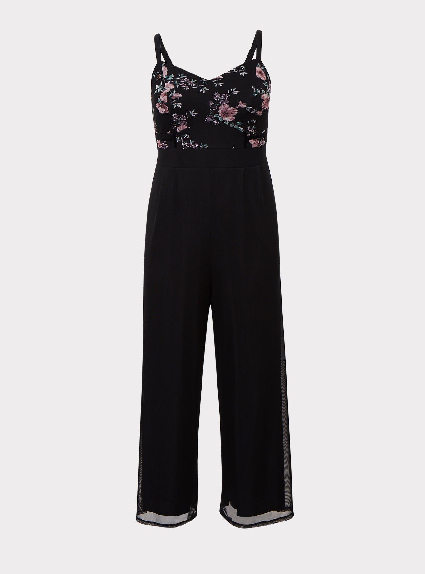 Plus Size Black Floral Mesh Jumpsuit Torrid