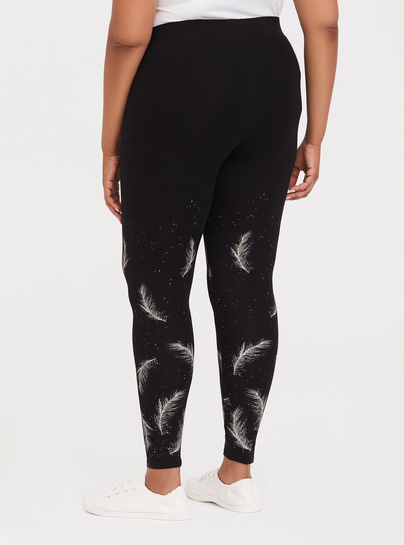 Plus Size Premium Legging Feather Graphic Black Torrid
