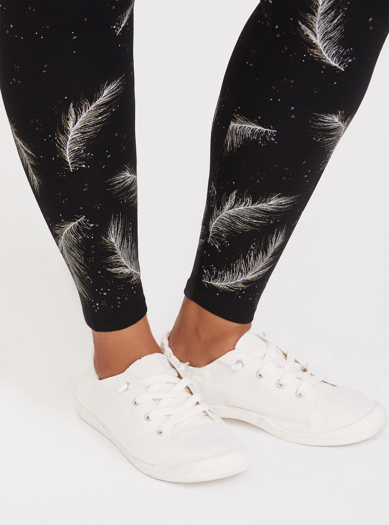Plus Size Premium Legging Feather Graphic Black Torrid