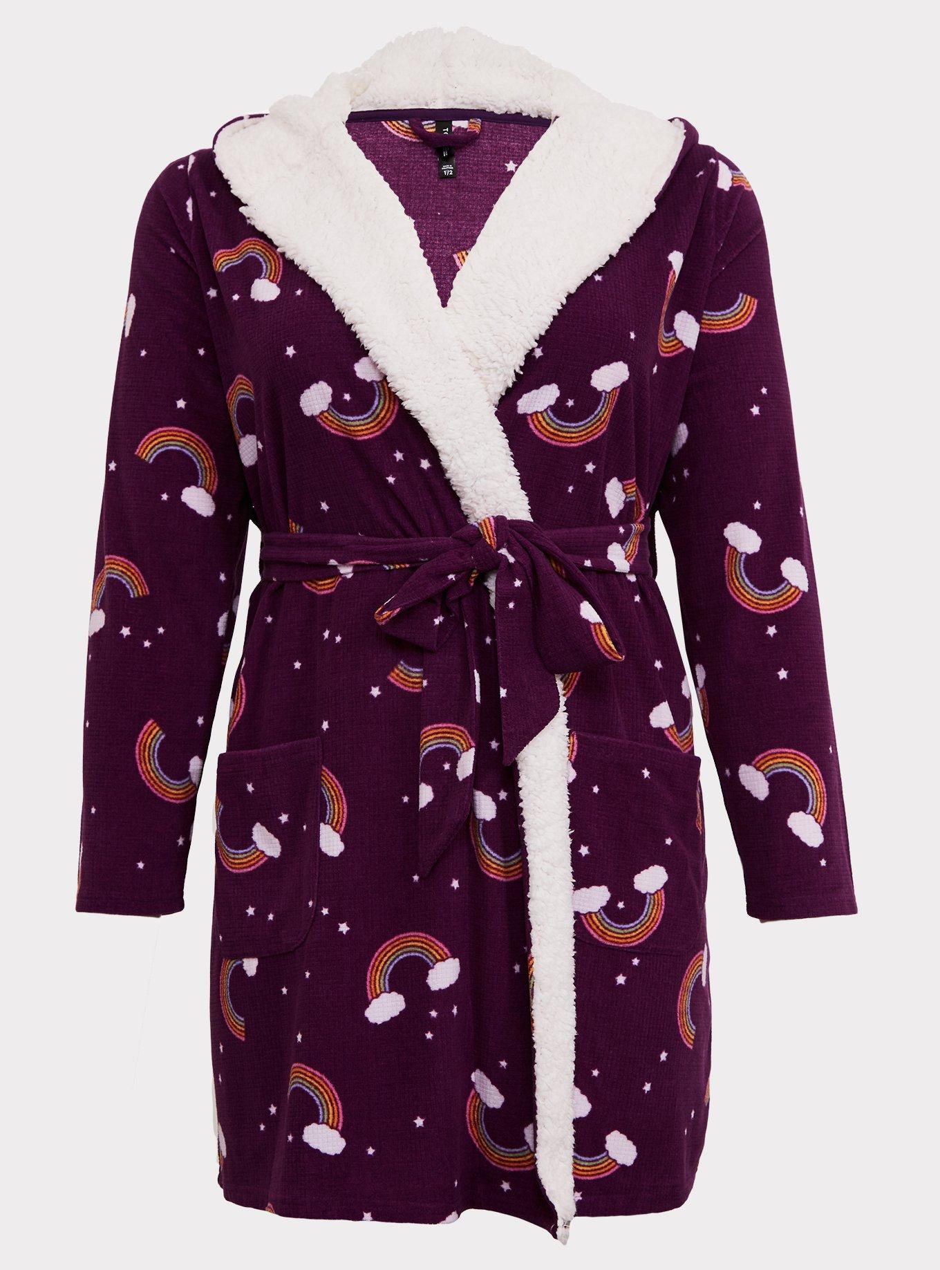 Plus Size Purple Rainbow Waffle Fleece Sleep Robe Torrid