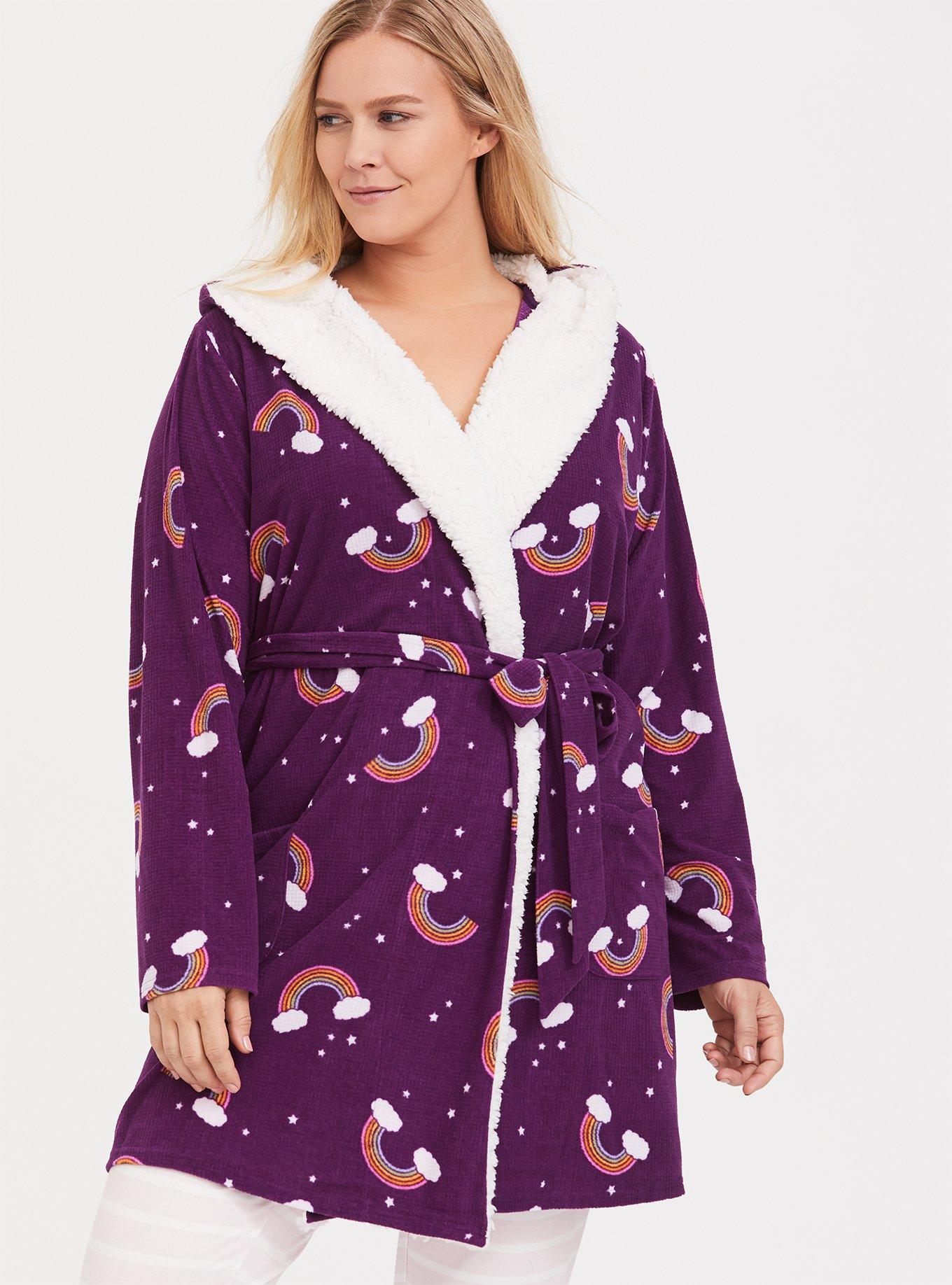 Plus Size Purple Rainbow Waffle Fleece Sleep Robe Torrid