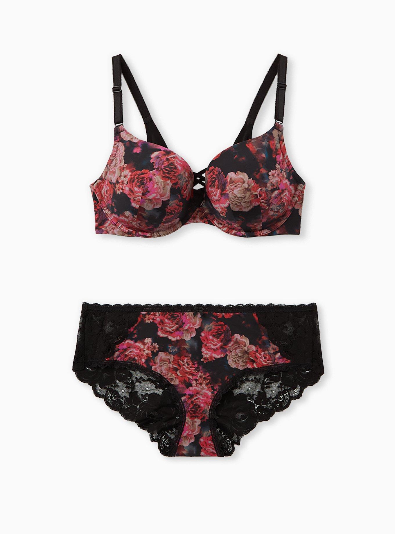 Plus Size Microfiber And Lace MidRise Hipster Lattice Back Panty