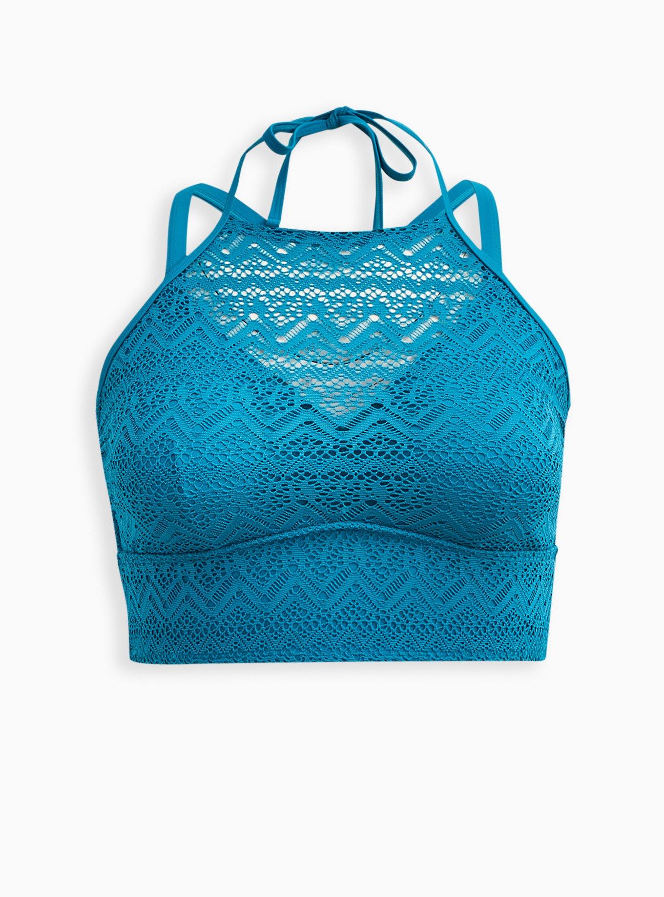 Plus Size Wireless High Neck Crochet Bikini Top Torrid