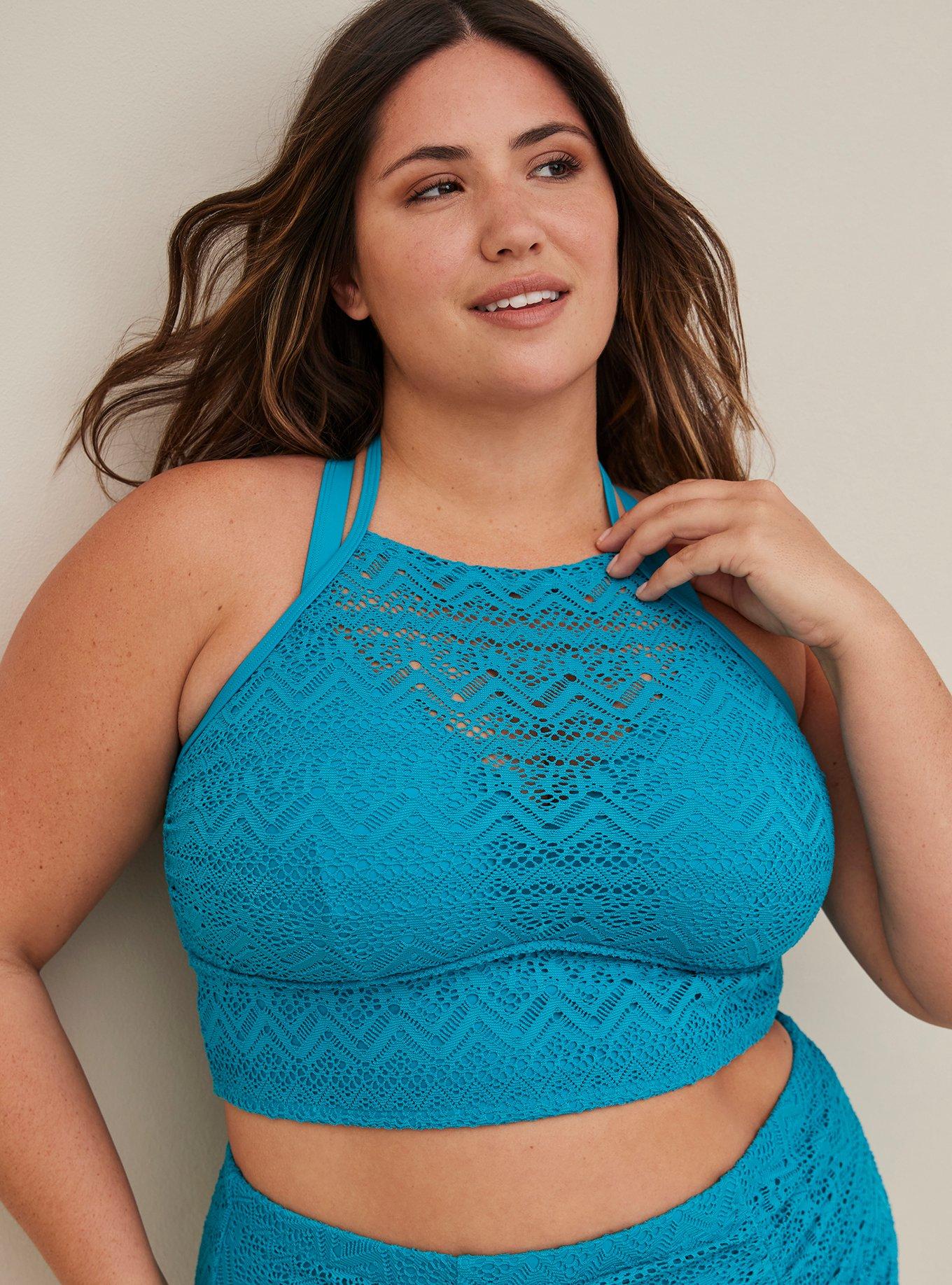 Plus Size Wireless High Neck Crochet Bikini Top Torrid