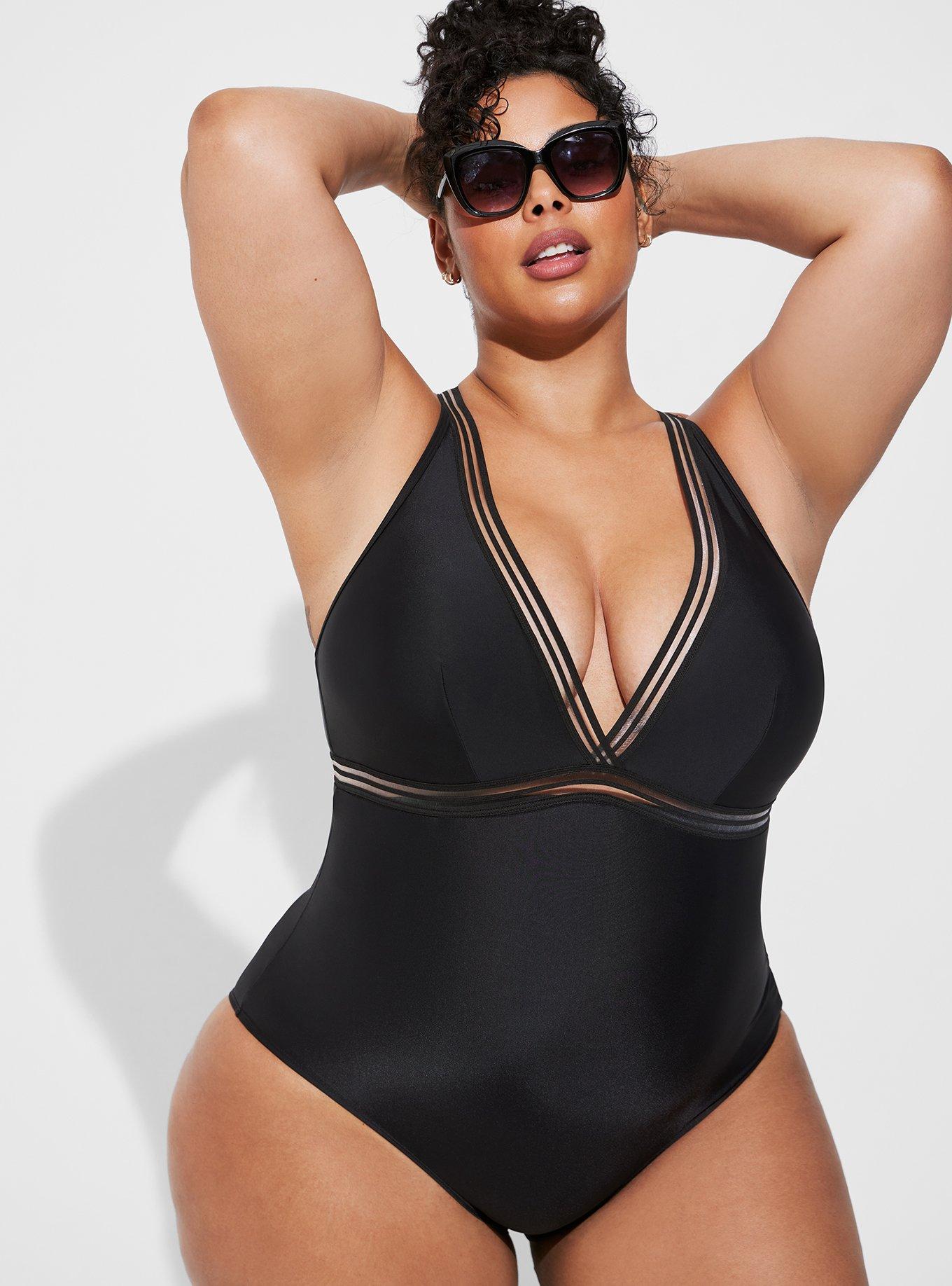 Plus Size Wireless Elastic Inset One Piece Swimsuit Torrid