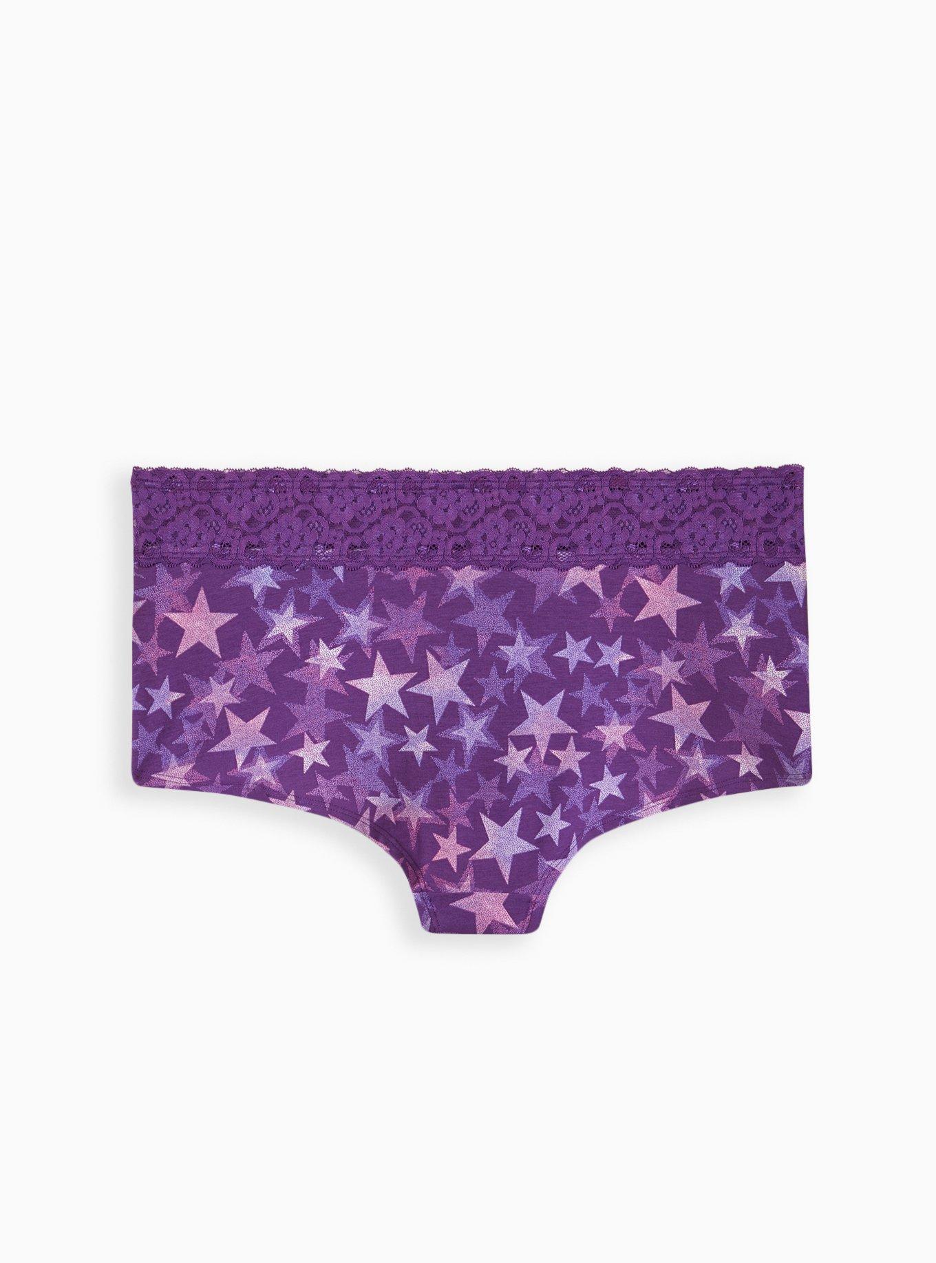 Plus Size Cotton MidRise Boyshort Lace Trim Panty Torrid