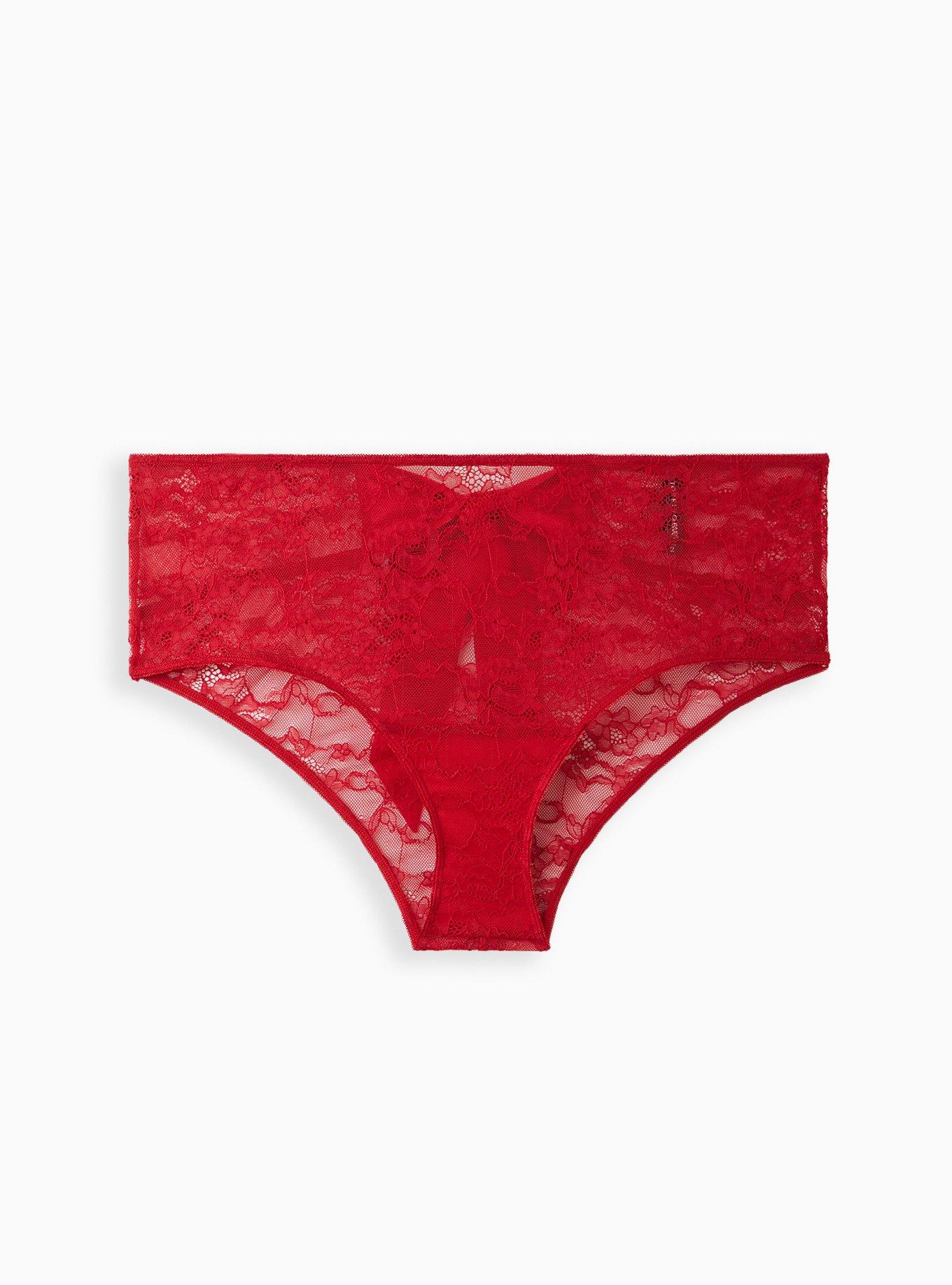 Plus Size Open Back Cheeky Panty Satin & Lace Bow Red Torrid