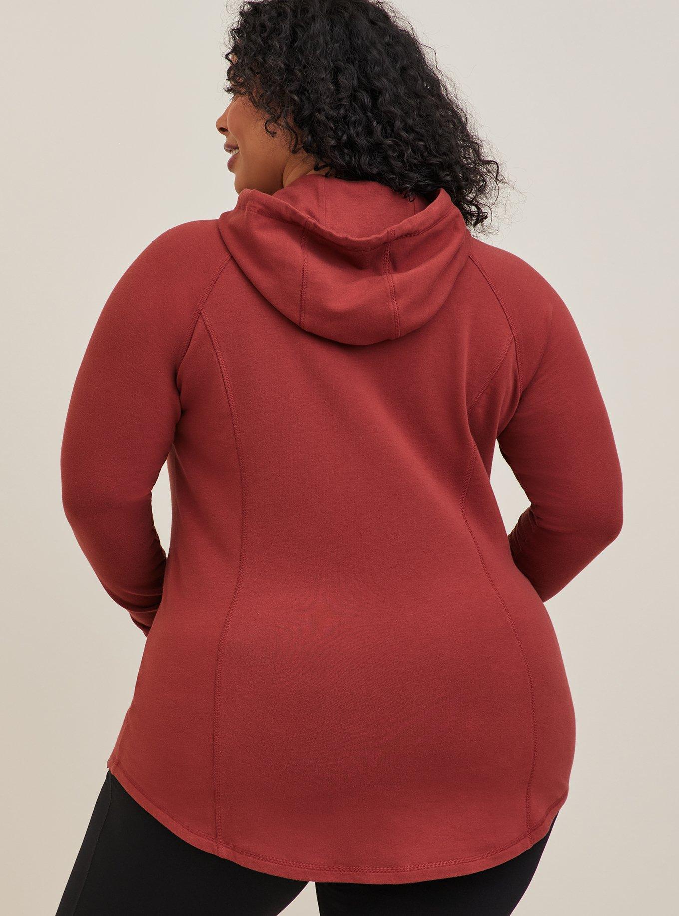 Plus Size Everyday Fleece Tunic Long Sleeve Active Hooded Sweatshirt