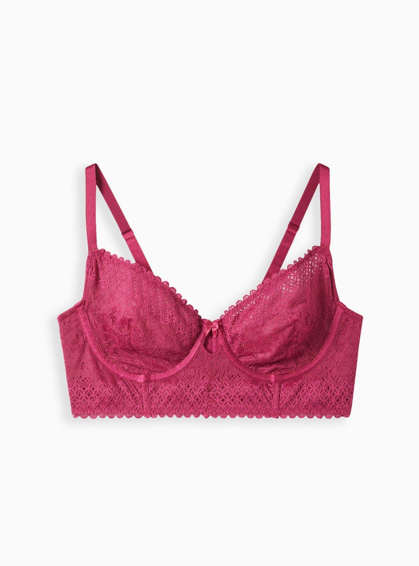 Plus Size Longline Unlined Underwire Bra Lace Fuchsia Torrid