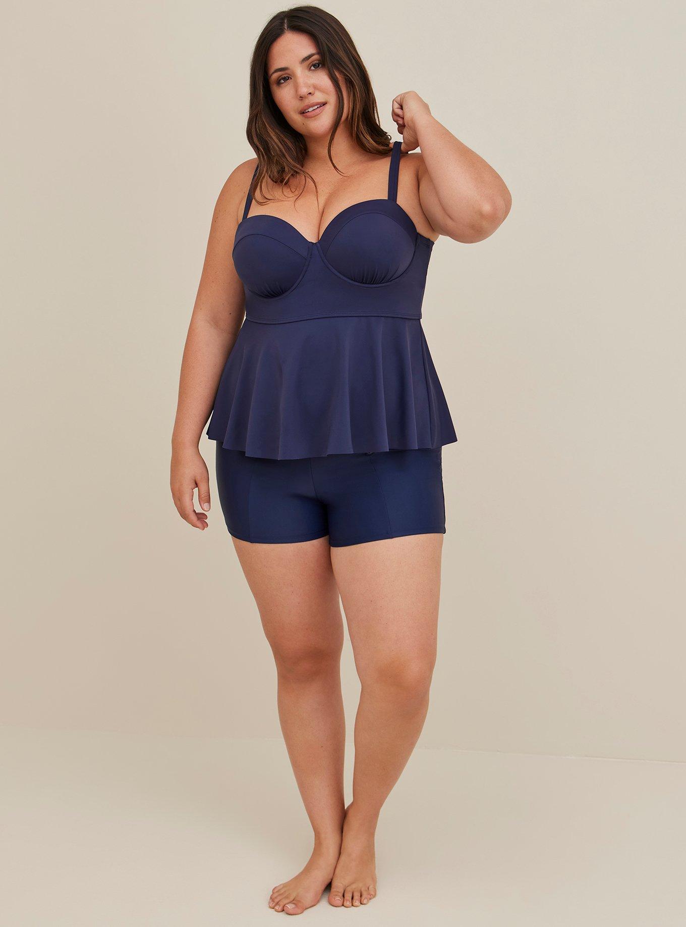 Plus Size Peplum Underwire Swim Top Blue Torrid