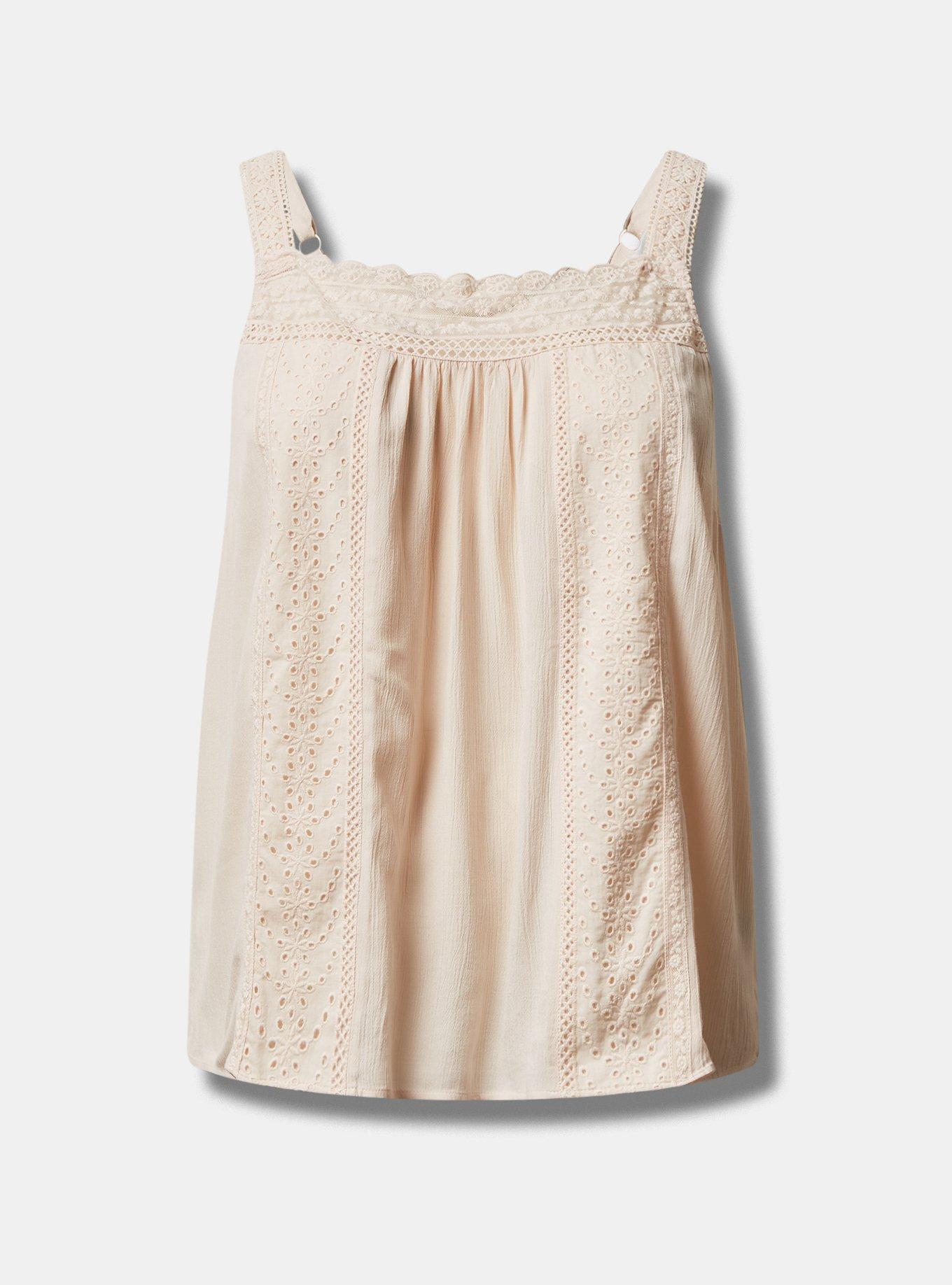 Plus Size Washable Gauze Flowy Crochet Trim Cami Torrid