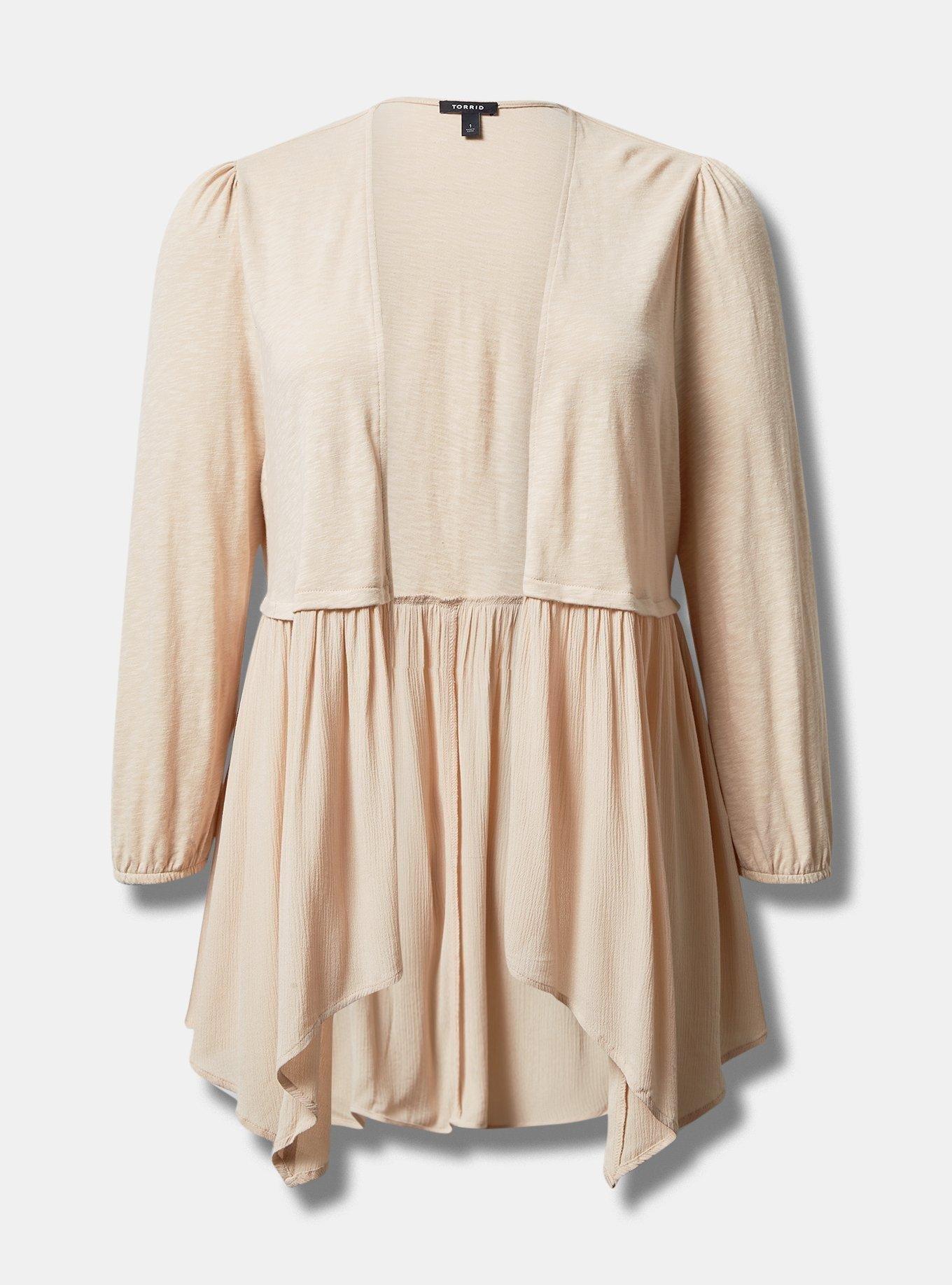 Plus Size Fabric Mixed Hanky Hem Kimono Torrid