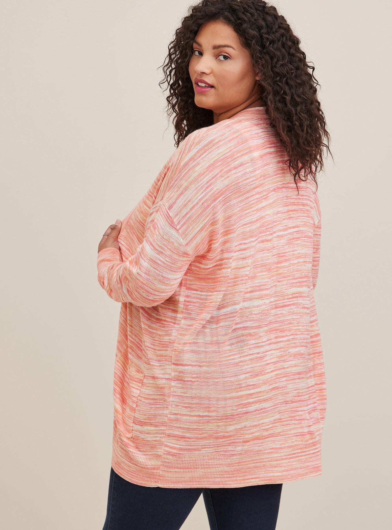 Plus Size Boyfriend Cardigan Sweater Spacedye Pink Torrid