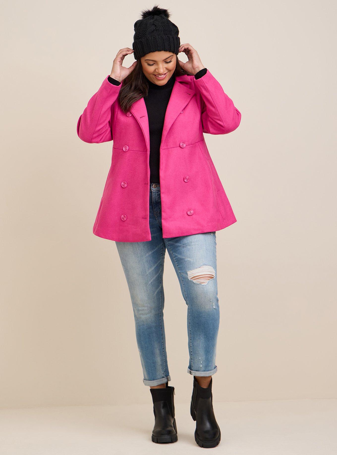 Plus Size Wool Peplum Button Front Coat Torrid
