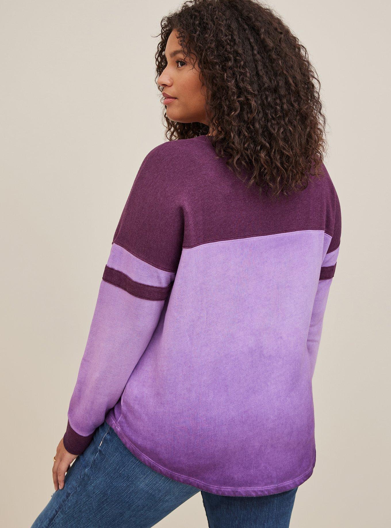 Plus Size Relaxed Cozy Fleece Crew Neck Varsity Drop Shoulder