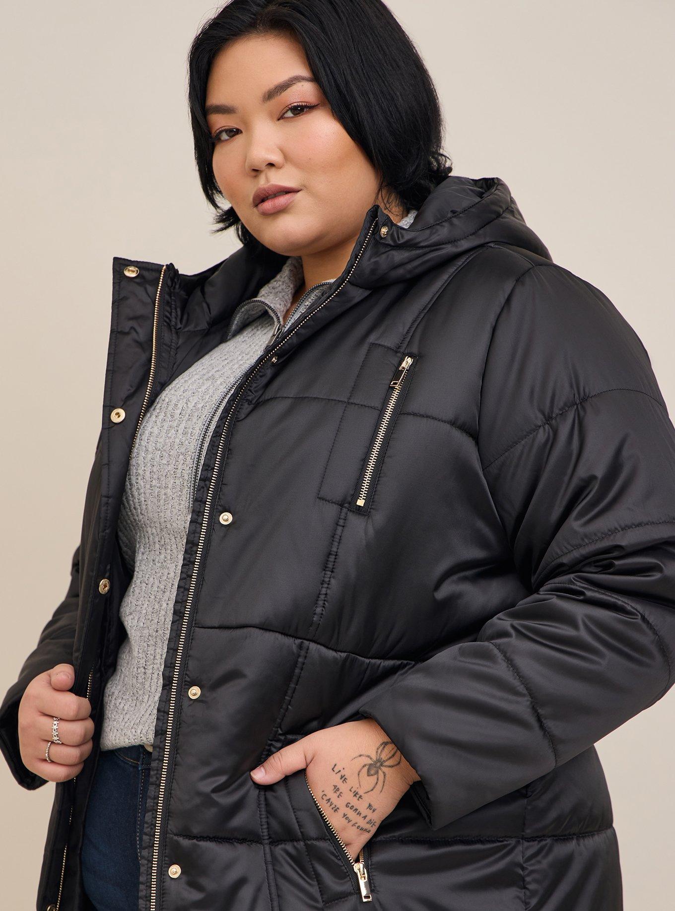 Plus Size Nylon Zip Front Puffer Jacket Torrid