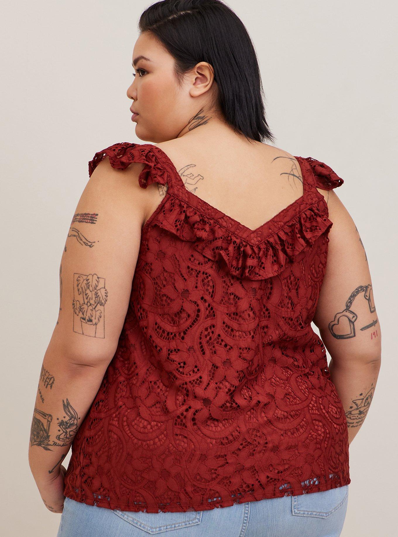 Plus Size Lace Ruffle Short Sleeve Crop Top Torrid