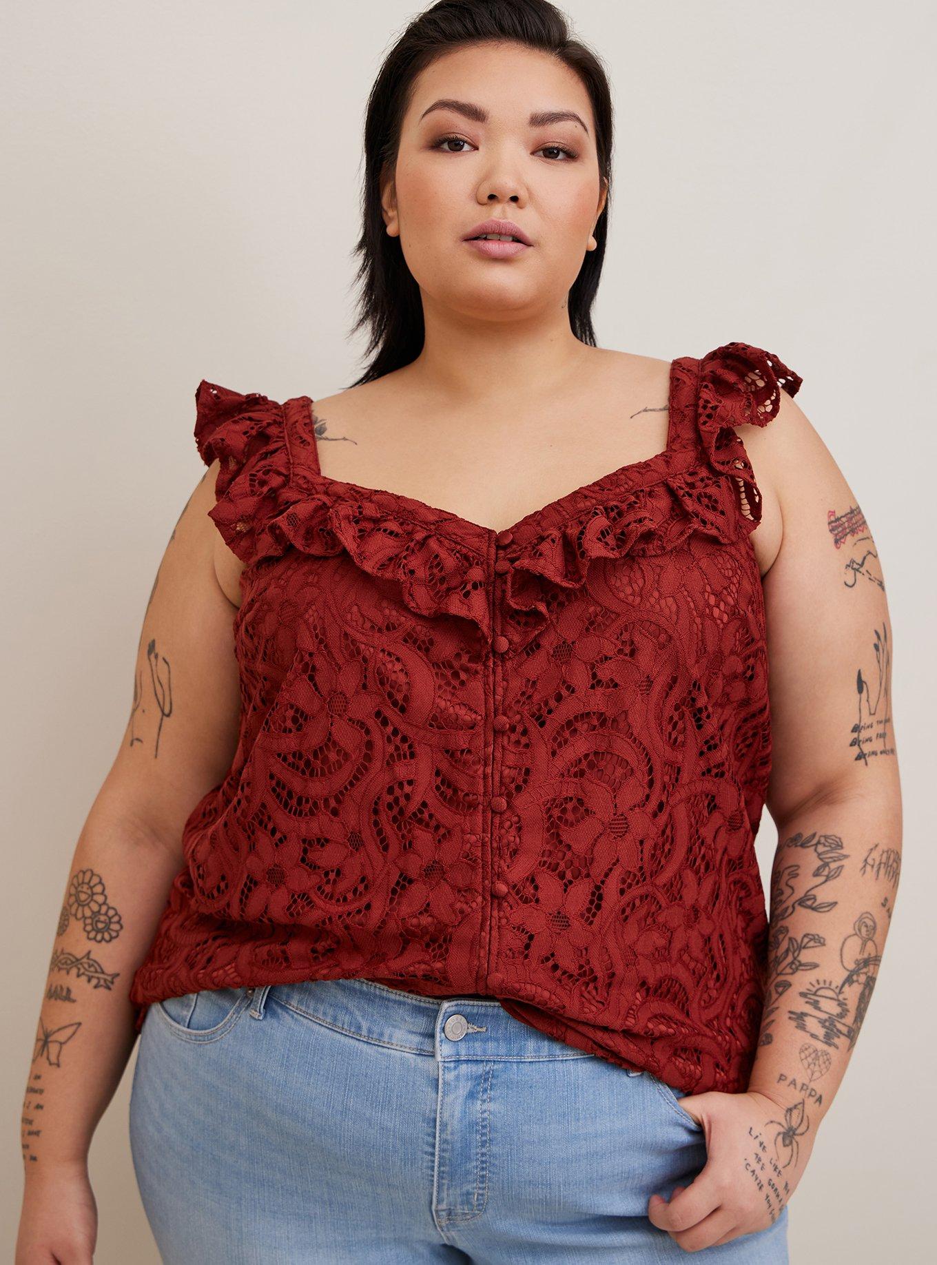 Plus Size Lace Ruffle Short Sleeve Crop Top Torrid