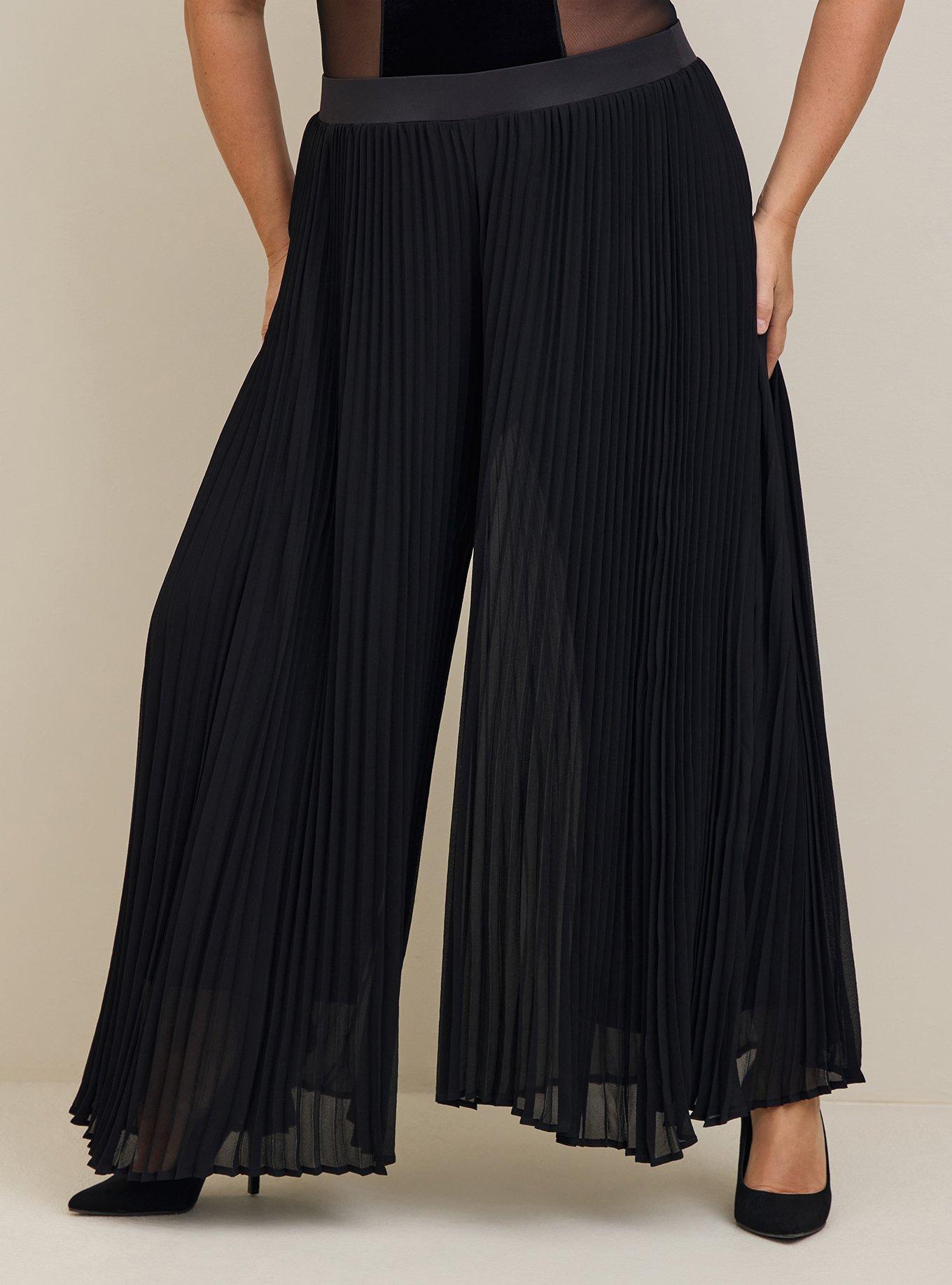 Plus Size PullOn WideLeg Chiffon HighRise Accordion Pleat Pant Torrid