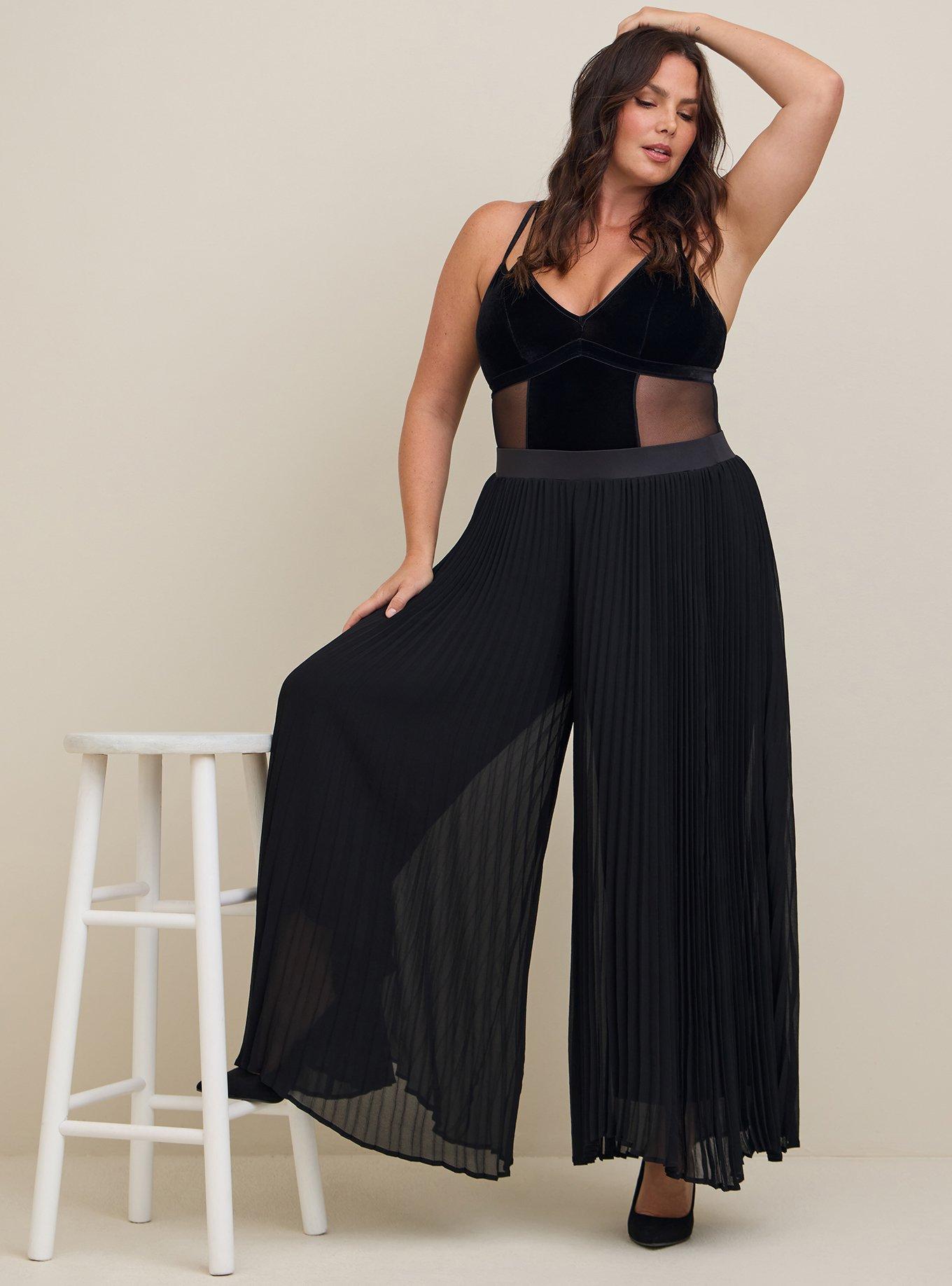 Plus Size PullOn WideLeg Chiffon HighRise Accordion Pleat Pant Torrid