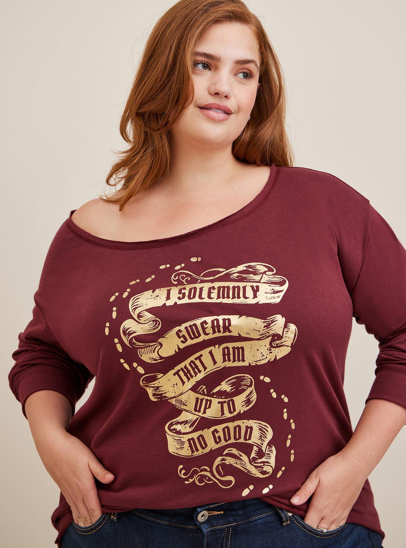 Plus Size Harry Potter Solemnly Swear French Terry Off The Shoulder