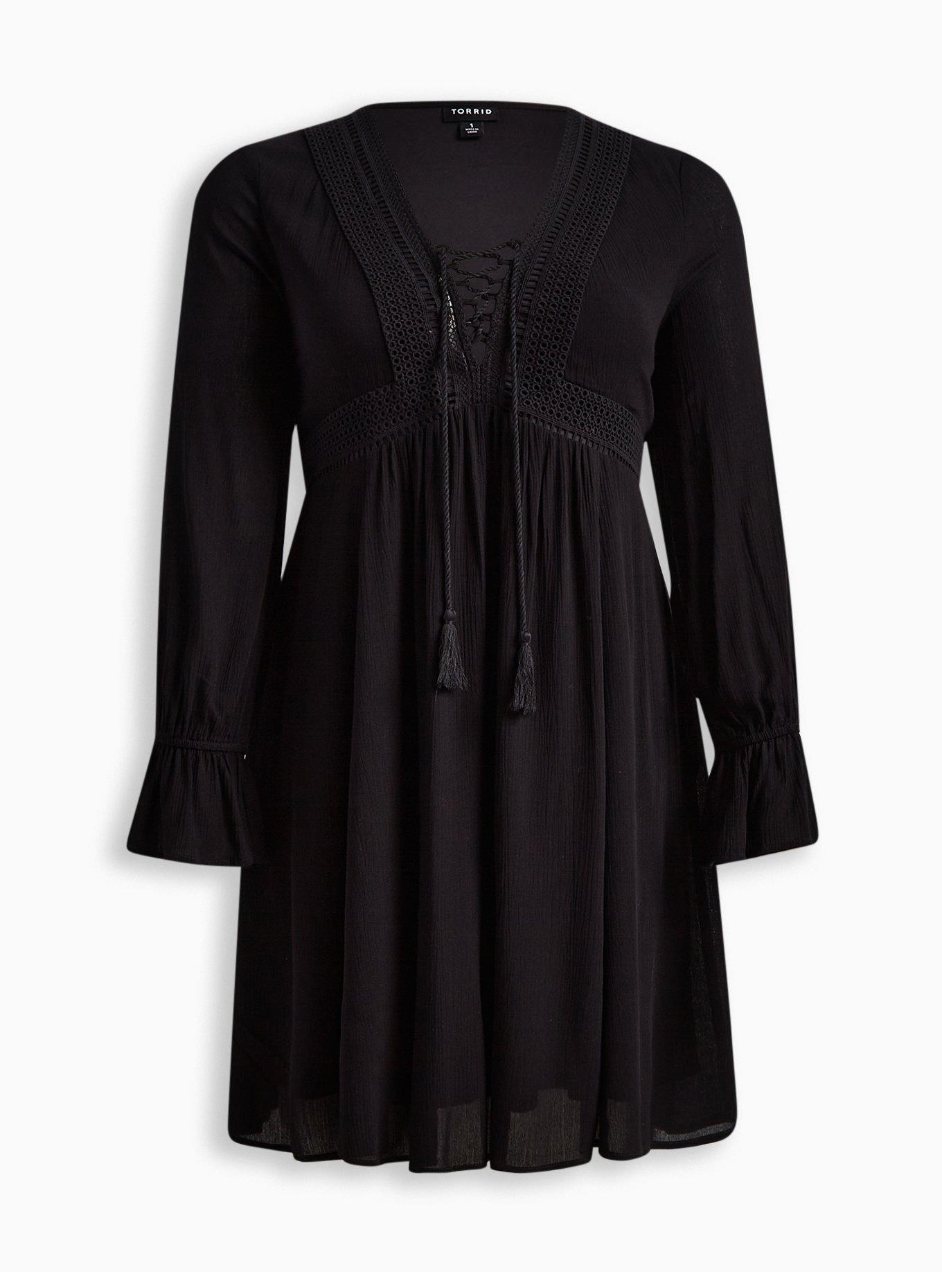 Plus Size At The Knee Gauze Blouson Skater Dress Torrid